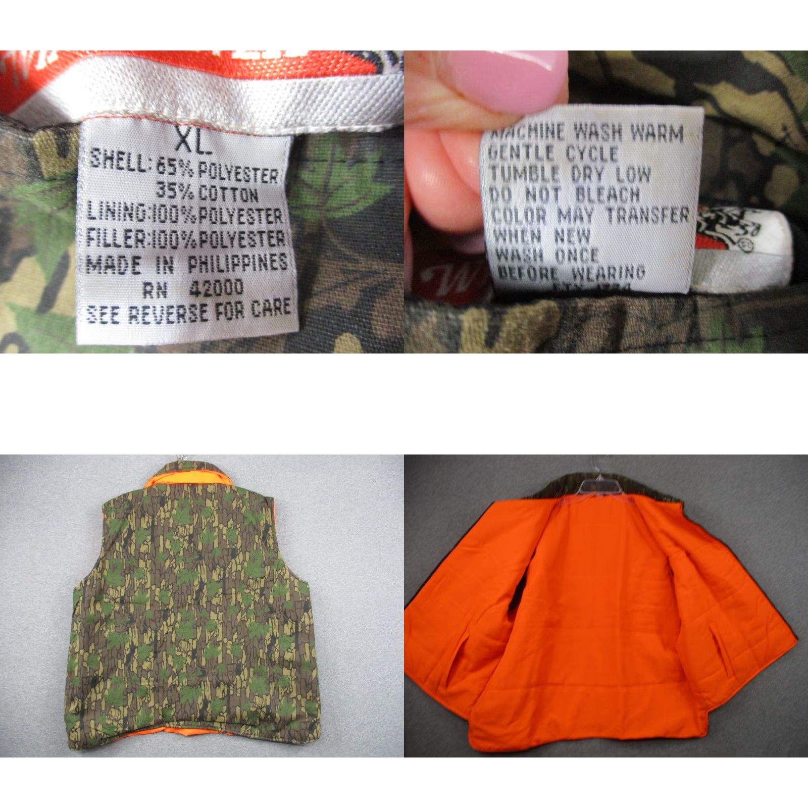 Vintage Winchester Vest Mens XL Trebark Camouflage Reversible Outdoor Hunting Vest Size US XL / EU 56 / 4 - 8 Thumbnail