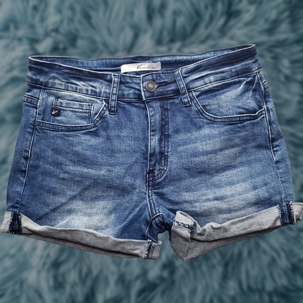 Vintage KanCan Jeans Shorts Womens Size 9/28 Blue Denim 5-Pocket Design Cuffed Hem Jeans Shorts Womens Size 9/28 Blue Denim Size 30" / US 8 / IT 44 - 1 Thumbnail