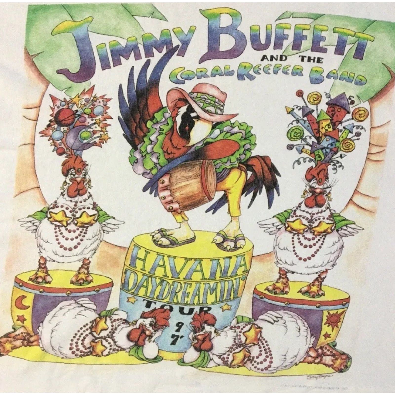Vintage VINTAGE Jimmy Buffett Havana Daydreamin’ Faded Cropped Shirt S Surf Rock Band Crew Neck Short Sleeve White 90s Tour Retro Beach Size US S / EU 44-46 / 1 - 3 Thumbnail