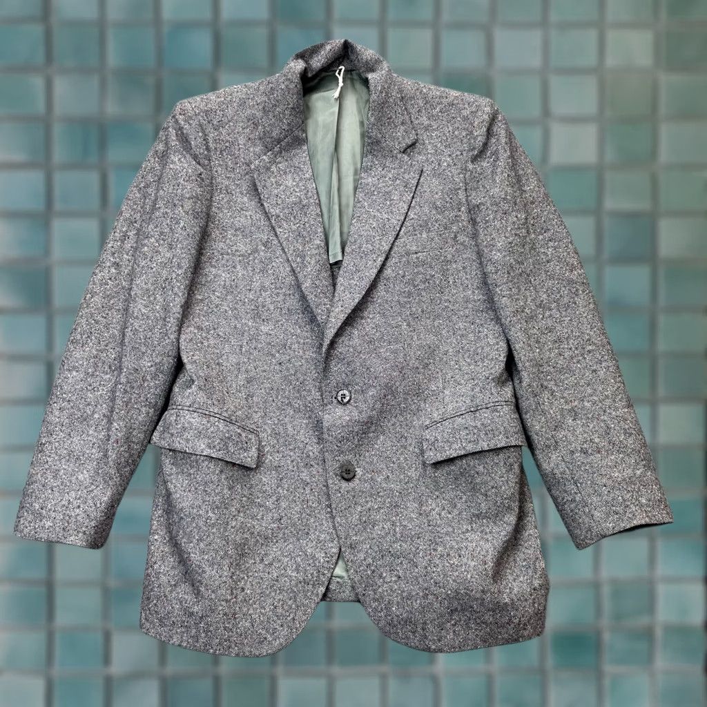 Stafford Stafford Mens Gray Blazer Coat Wool Blend Notch Single-Breasted 44in Chest M Size Regular Front Two-Button Size 40R - 1 Thumbnail