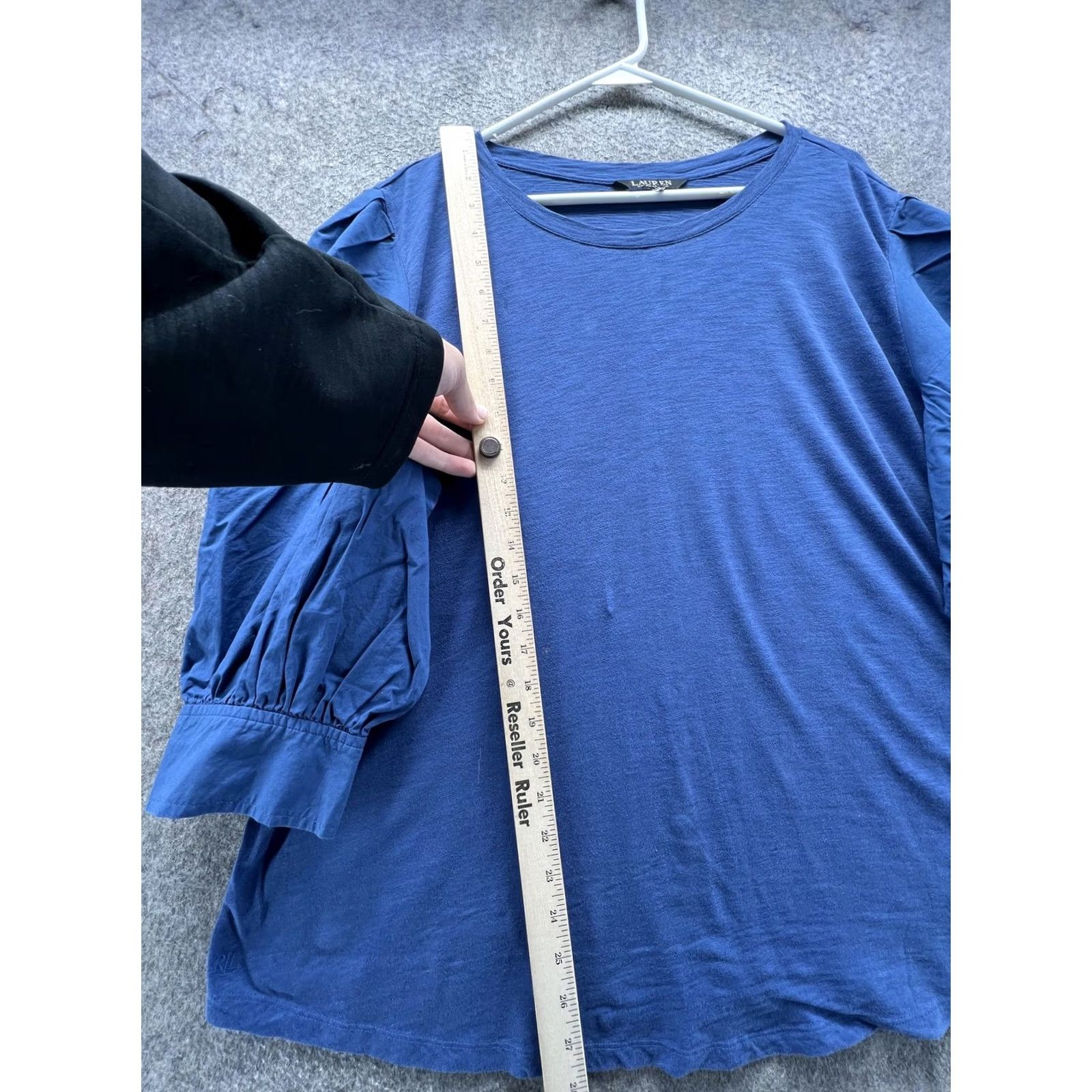 Ralph Lauren VINTAGE? No. Lauren Ralph Lauren Shirt Womens XL Blue Crew Neck Puff 3/4 Sleeve Jersey Top Size XL / US 12-14 / IT 48-50 - 3 Thumbnail