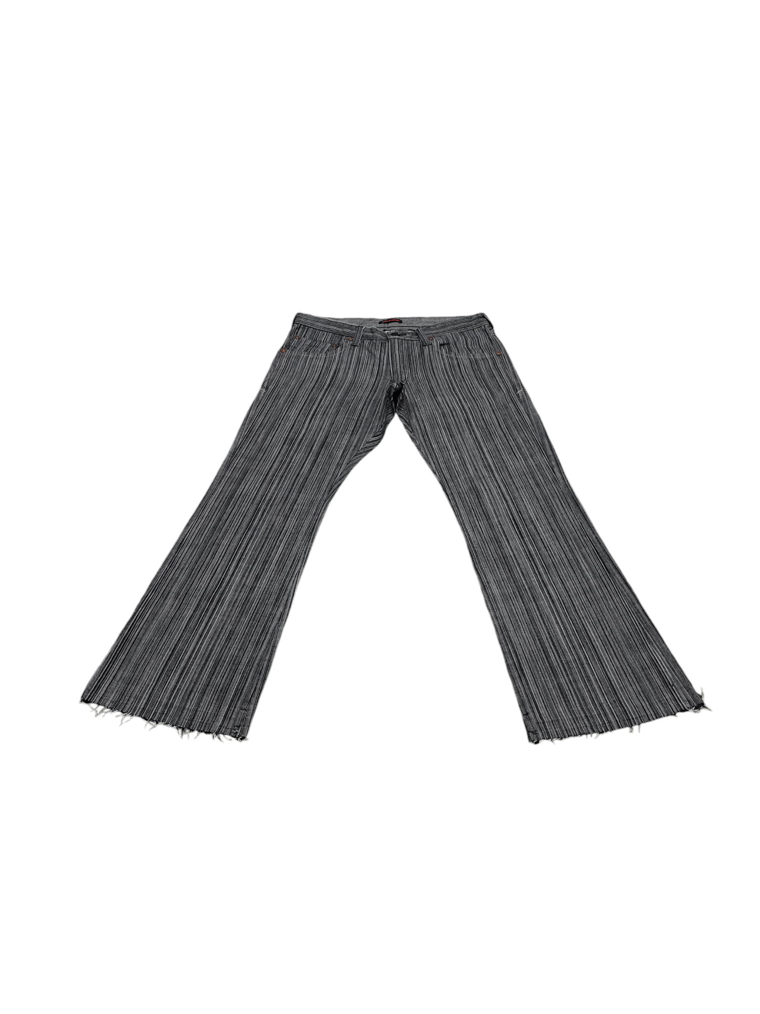 If Six Was Nine Flare Jeans Blue Way Union Made Japan Striped Denim Bootcut Size US 34 / EU 50 - 3 Thumbnail