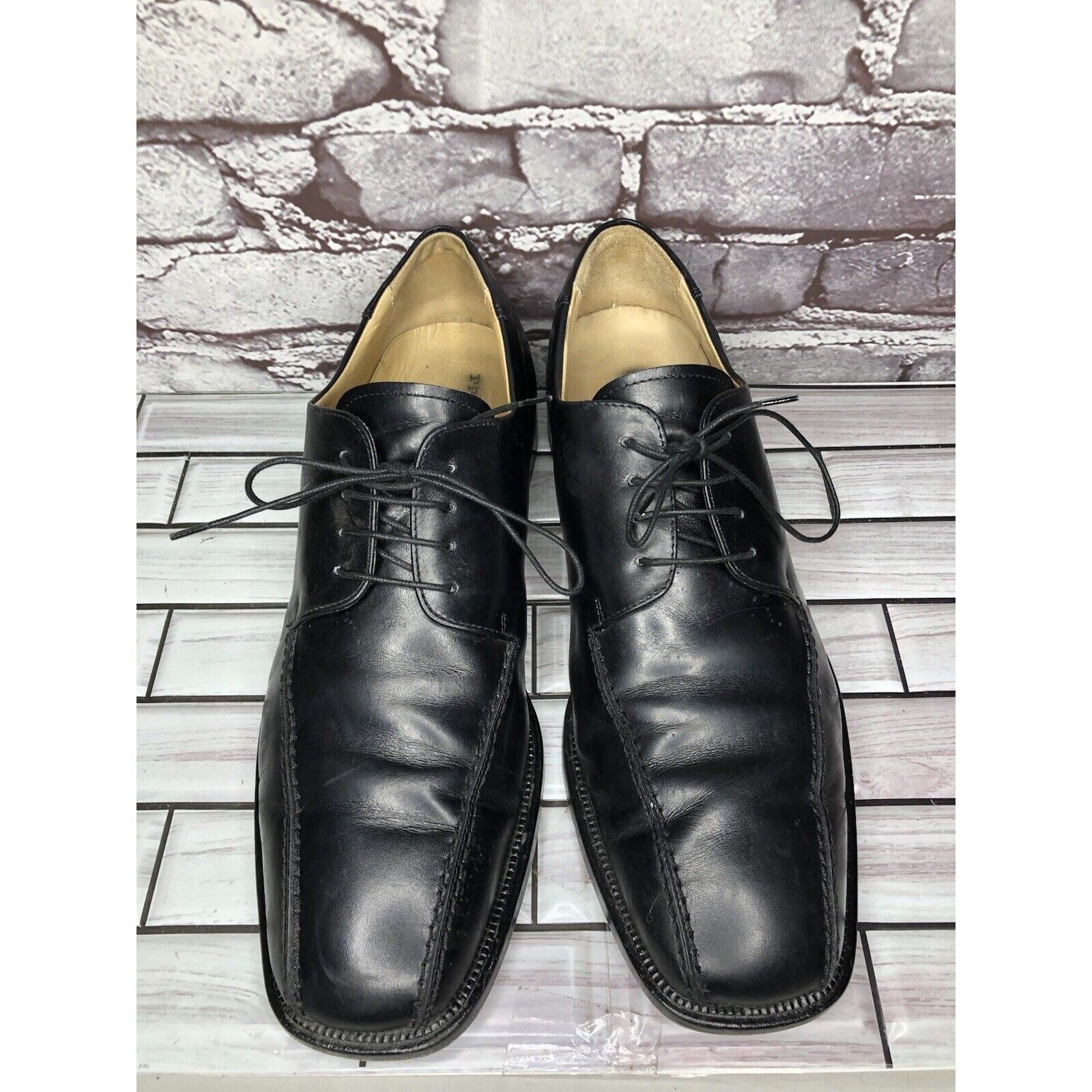 Pronto Uomo Pronto Uomo Black Leather Oxford Derby Lace Up Dress Shoes M Size US 10.5 / EU 43-44 - 2 Thumbnail