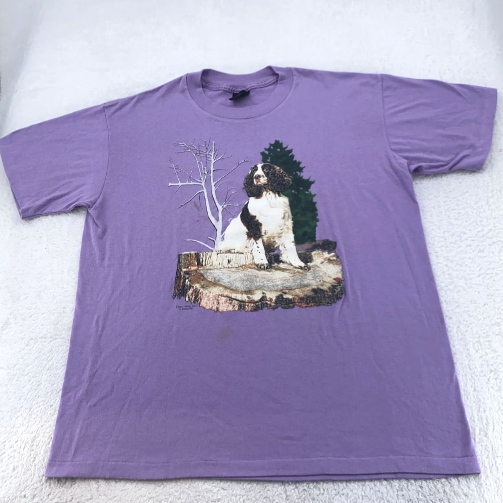 Vintage VINTAGE Platinum Plus Dog Graphic T-Shirt Mens L Purple 90s Nature Animal Crew Neck Short Sleeve Shirt Size US L / EU 52-54 / 3 - 2 Thumbnail