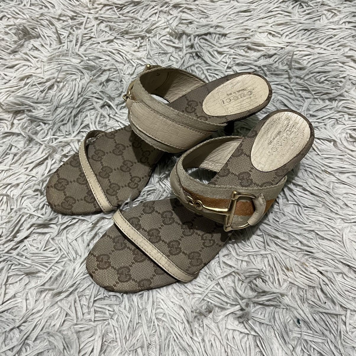 Gucci Vintage Gucci Horsebit Canvas GG Heels Size US 7.5 / IT 37.5 - 1 Thumbnail