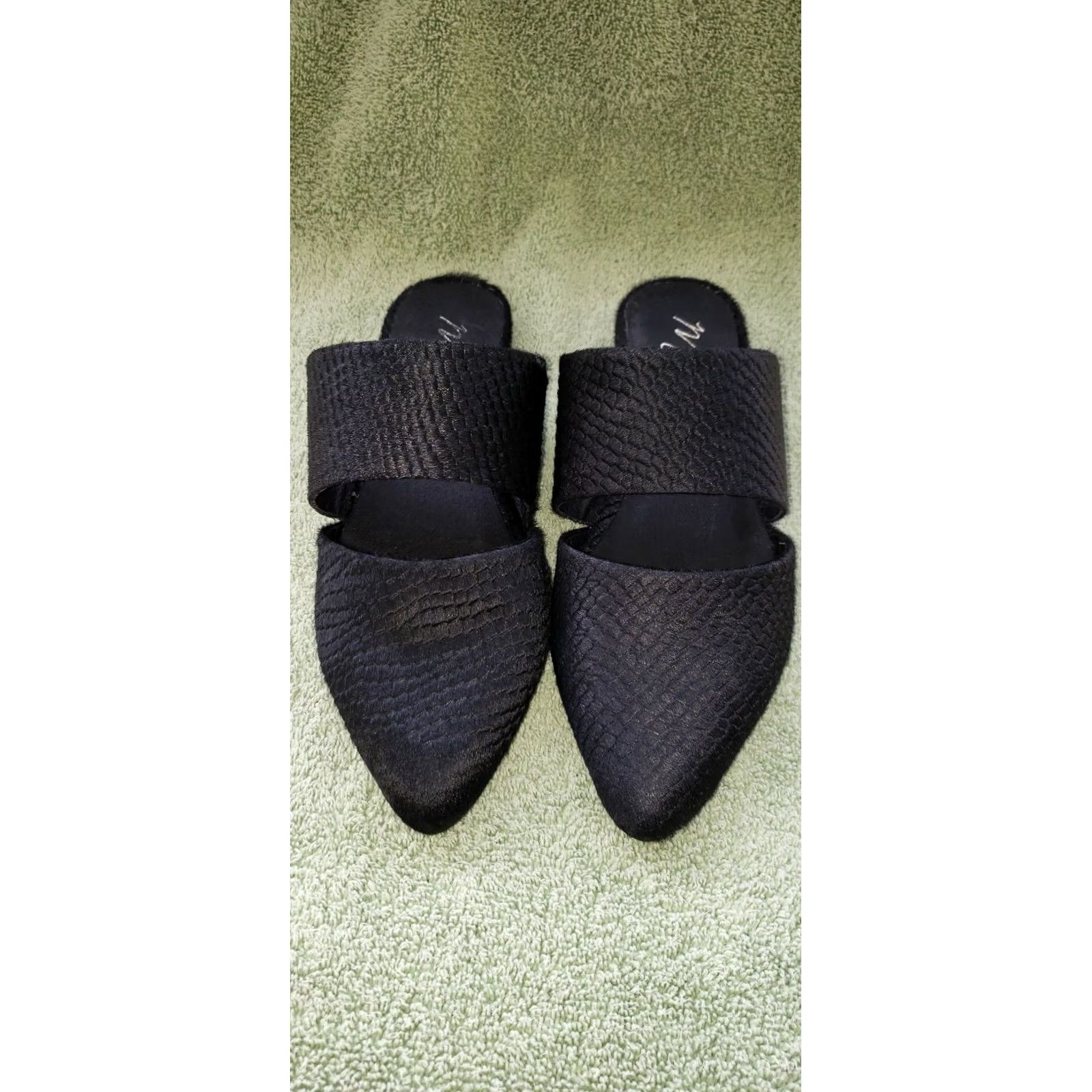 Matisse Matisse Flats Women's 6M Berlin Crossover Semiround Toe Black Calfskin Leather Slips On 1/2" Block Heel Domed Toe Shoes dress Evening Party Business Size US 4 / IT 34 - 3 Thumbnail