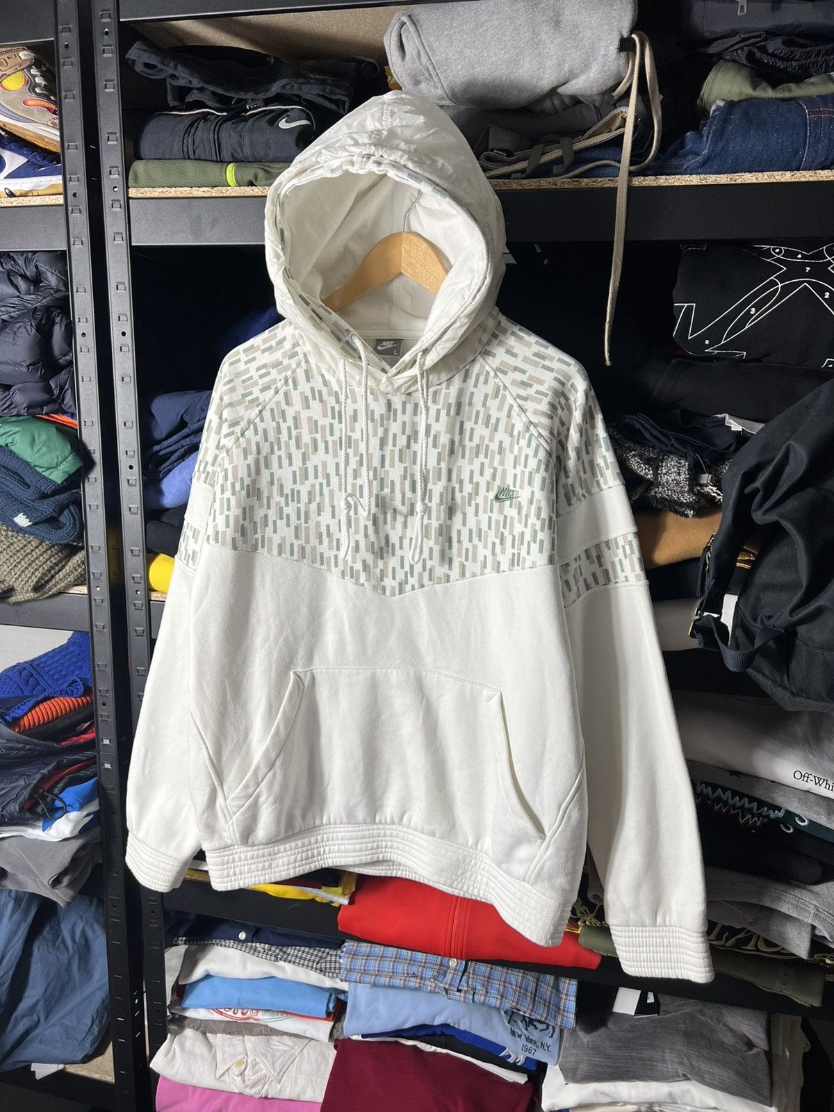 Nike Nike Vintage Double Hood Pullover Hoodie – White Pattern Size US L / EU 52-54 / 3 - 1 Thumbnail