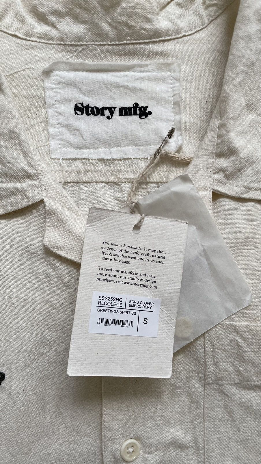 Story Mfg. S/S 25 ‘Clover Embroidery’ Greatful Shirt Size US M / EU 48-50 / 2 - 5 Thumbnail