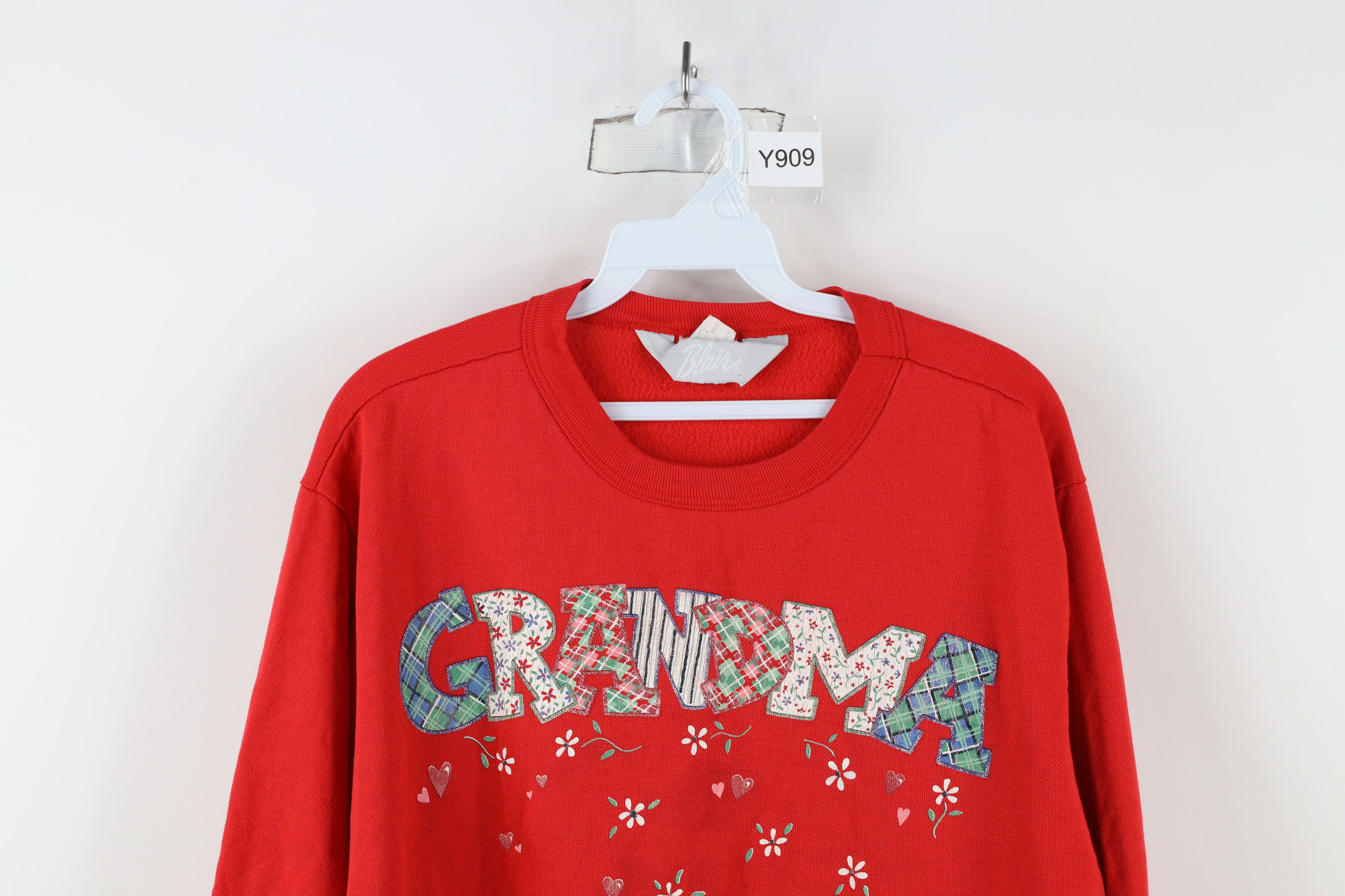 Vintage Vintage 90s Streetwear Grandma Flower Heart Sweatshirt USA Size L / US 10 / IT 46 - 2 Thumbnail