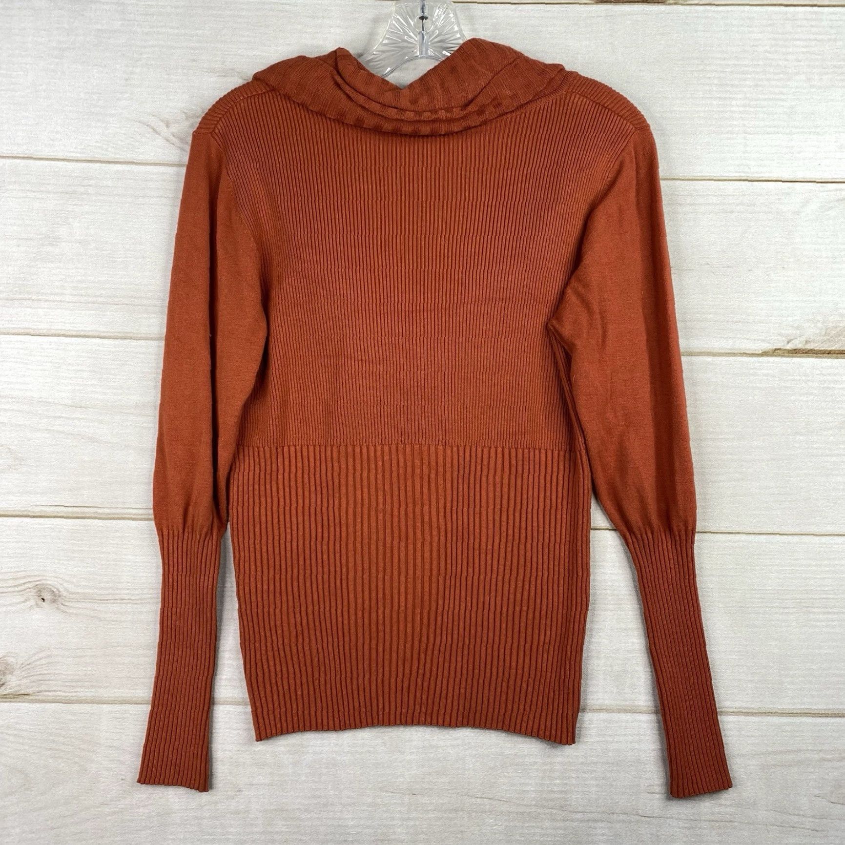 Vintage Carmen Marc Valvo Sweater Womens L Red Cowl Neck Stretch Knitted Ribbed Knit Bell Sleeve Size L / US 10 / IT 46 - 8 Thumbnail