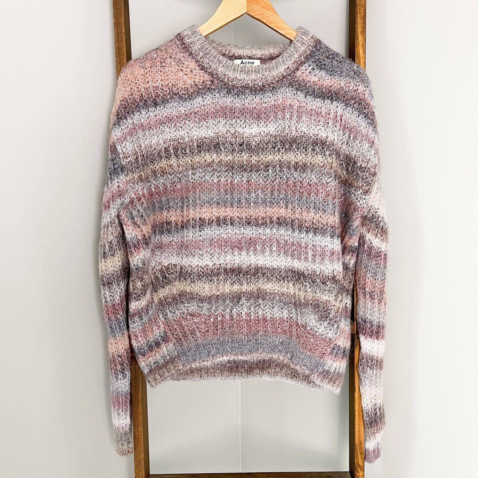 Image of Acne Studios Italian Mohair Striped Gradient Sweater in Purple, Women's (Size Small)