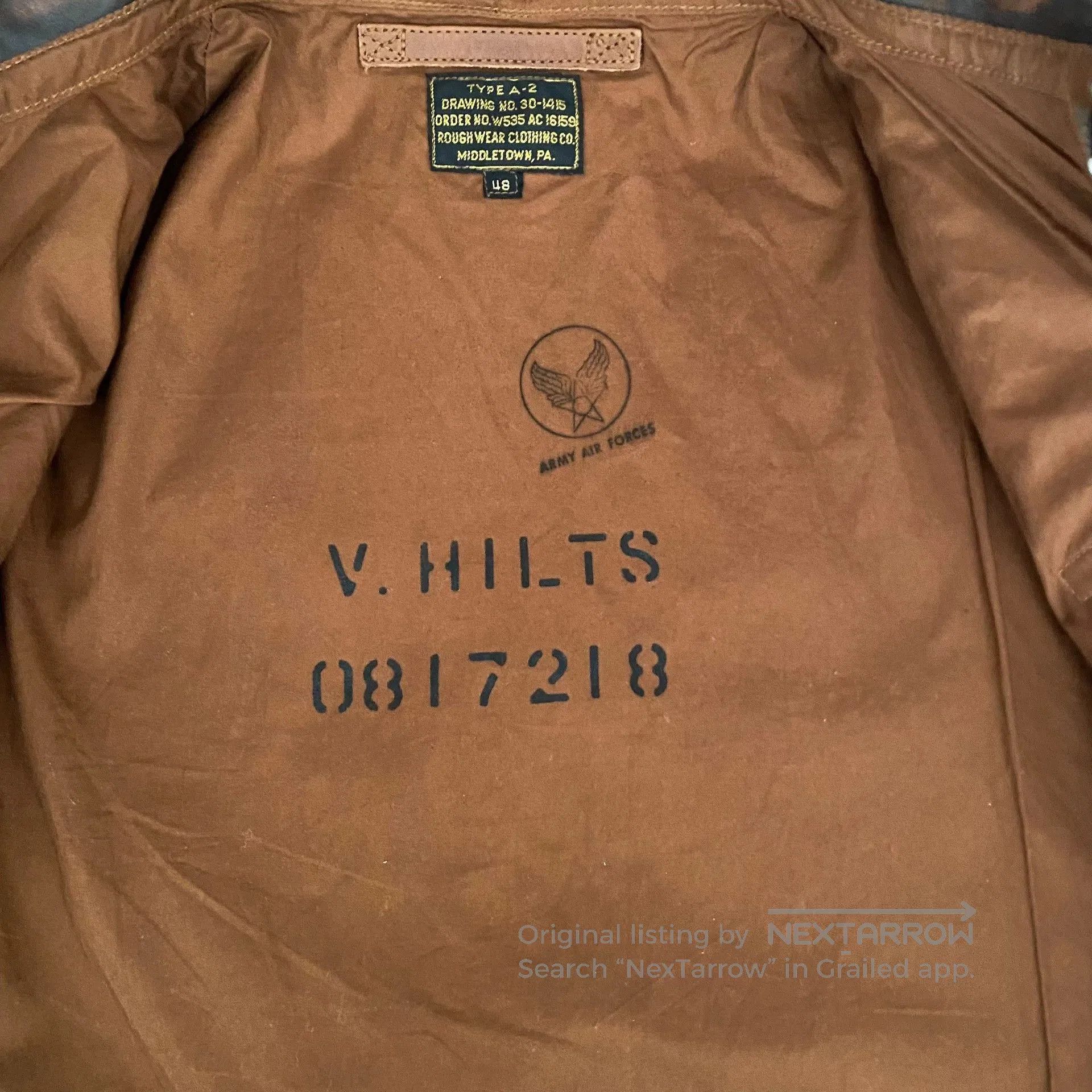 Eastman Leather Clothing Eastman Distressed Horsehide A2 Flight Jacket. Size US M / EU 48-50 / 2 - 8 Thumbnail