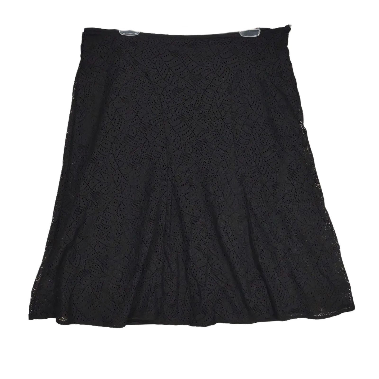 Worthington Worthington Women's 14 Black Lace Leaves A-Line Midi Skirt Size 36" / US 14 / IT 50 - 1 Thumbnail