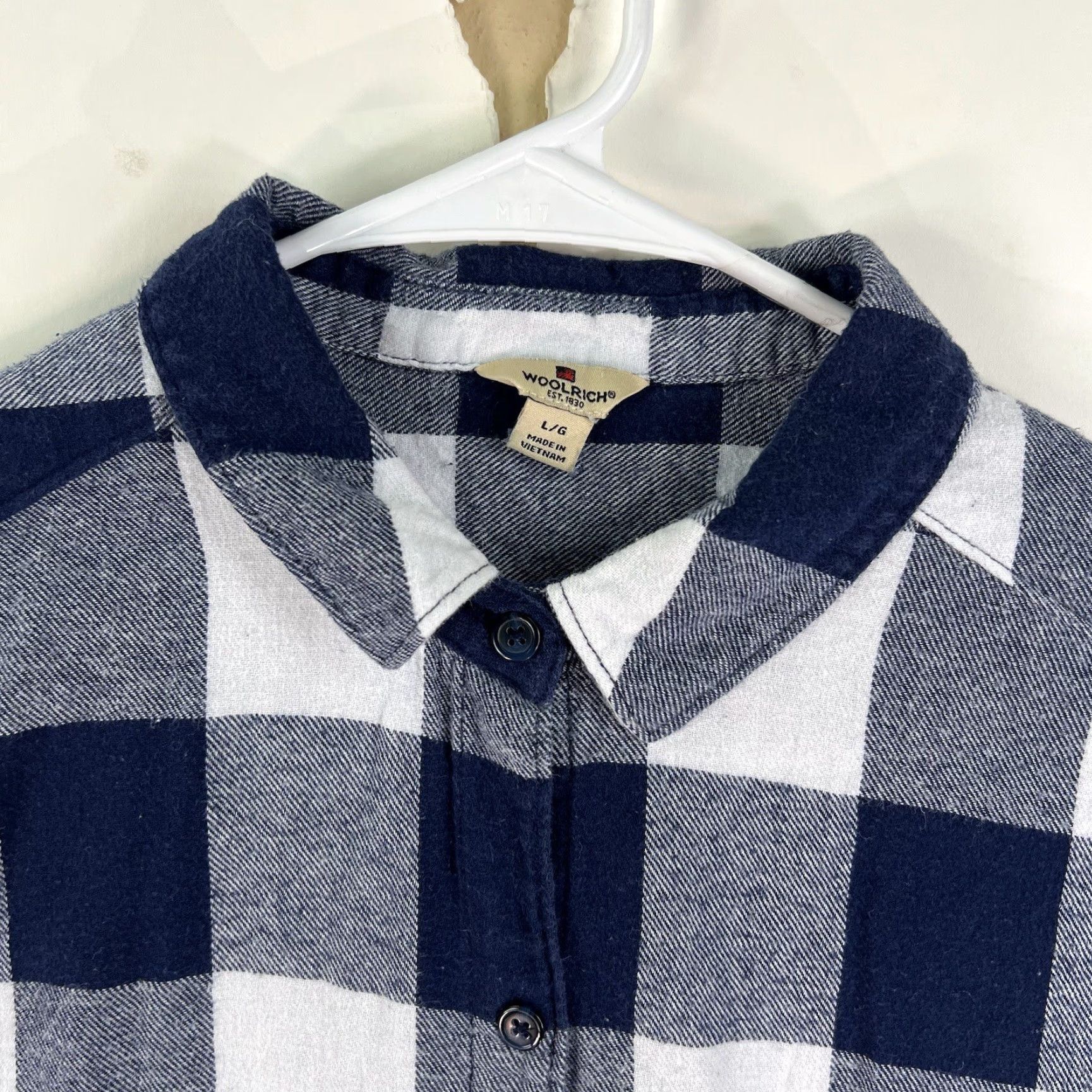 Vintage Woolrich Shirt Women L Blue Plaid Flannel Button-Up Long Sleeve 100% Cotton Size L / US 10 / IT 46 - 3 Thumbnail