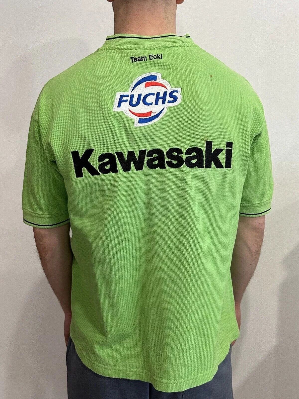 Vintage VINTAGE KAWASAKI RACING TEAM ECKL MOTO SHIRT FUCHS MENS S Size US S / EU 44-46 / 1 - 4 Thumbnail