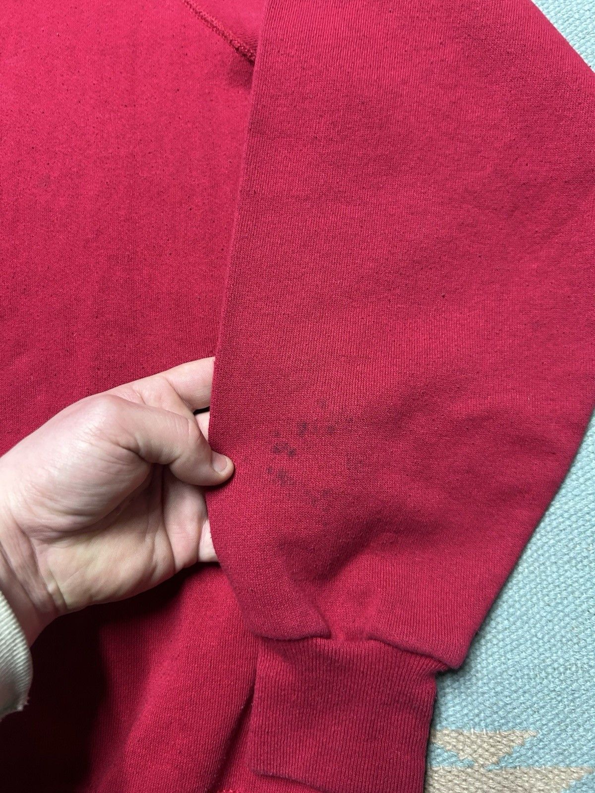 Vintage Vintage 80s crewneck sweatshirt blank crimson red raglan XL Size US XL / EU 56 / 4 - 2 Thumbnail