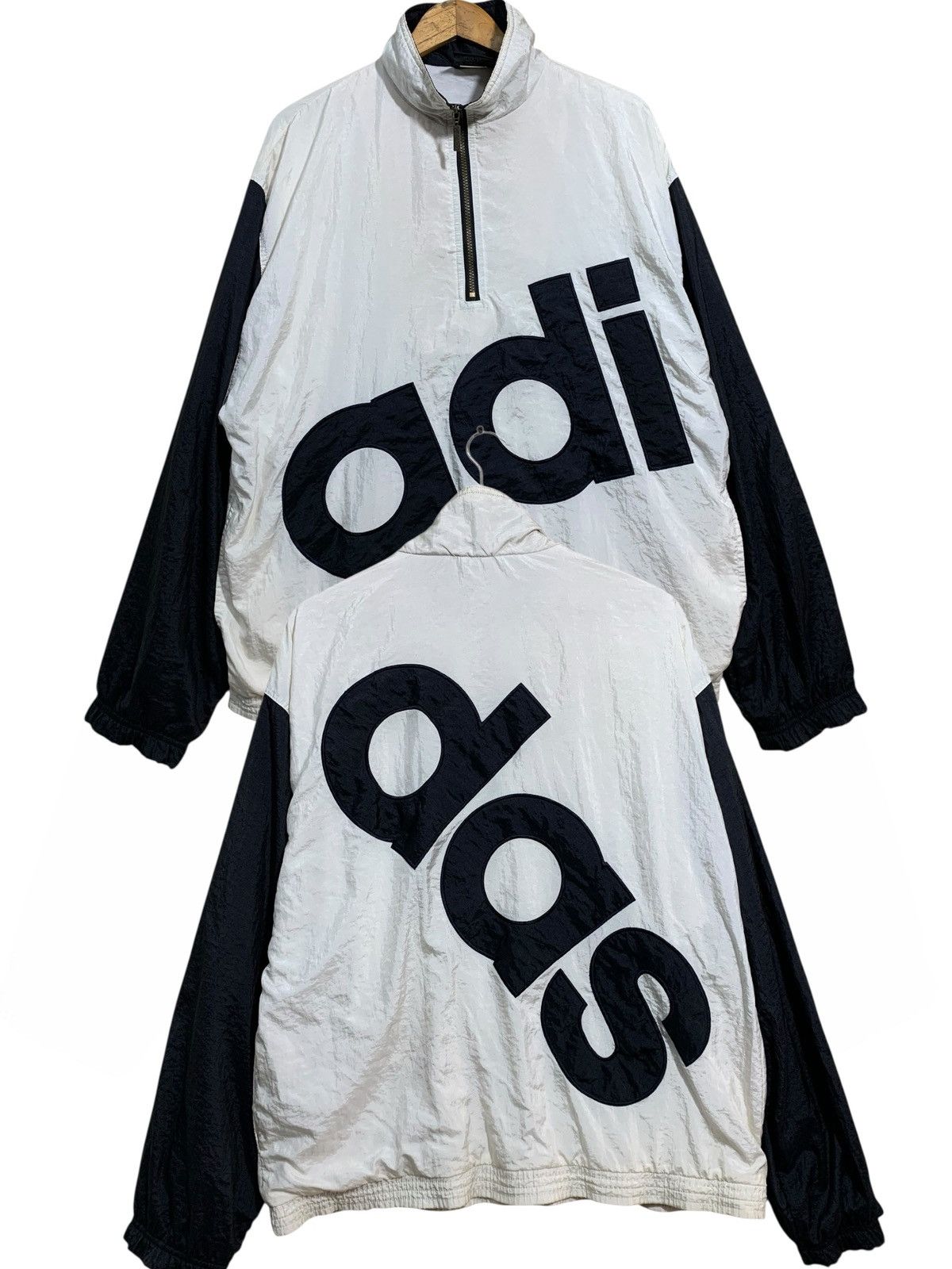 Adidas 🔥VTG ADIDAS SPELLOUT HALFZIPPER JACKETS Size US L / EU 52-54 / 3 - 1 Thumbnail