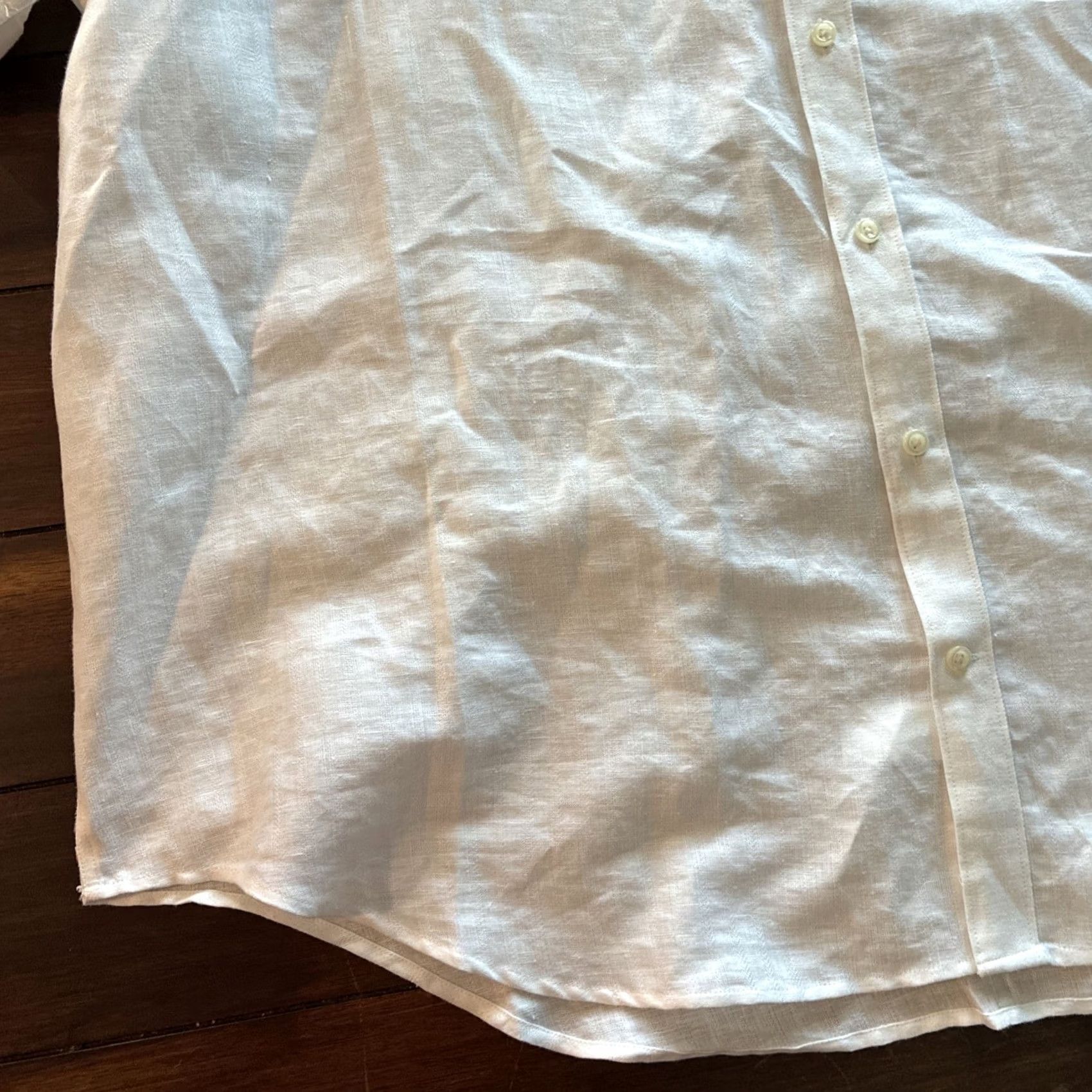 Perry Ellis Perry Ellis Shirt Mens 3XLT White Linen Cotton Blend Long Sleeve Pullover Tall Size US XXL / EU 58 / 5 - 2 Thumbnail