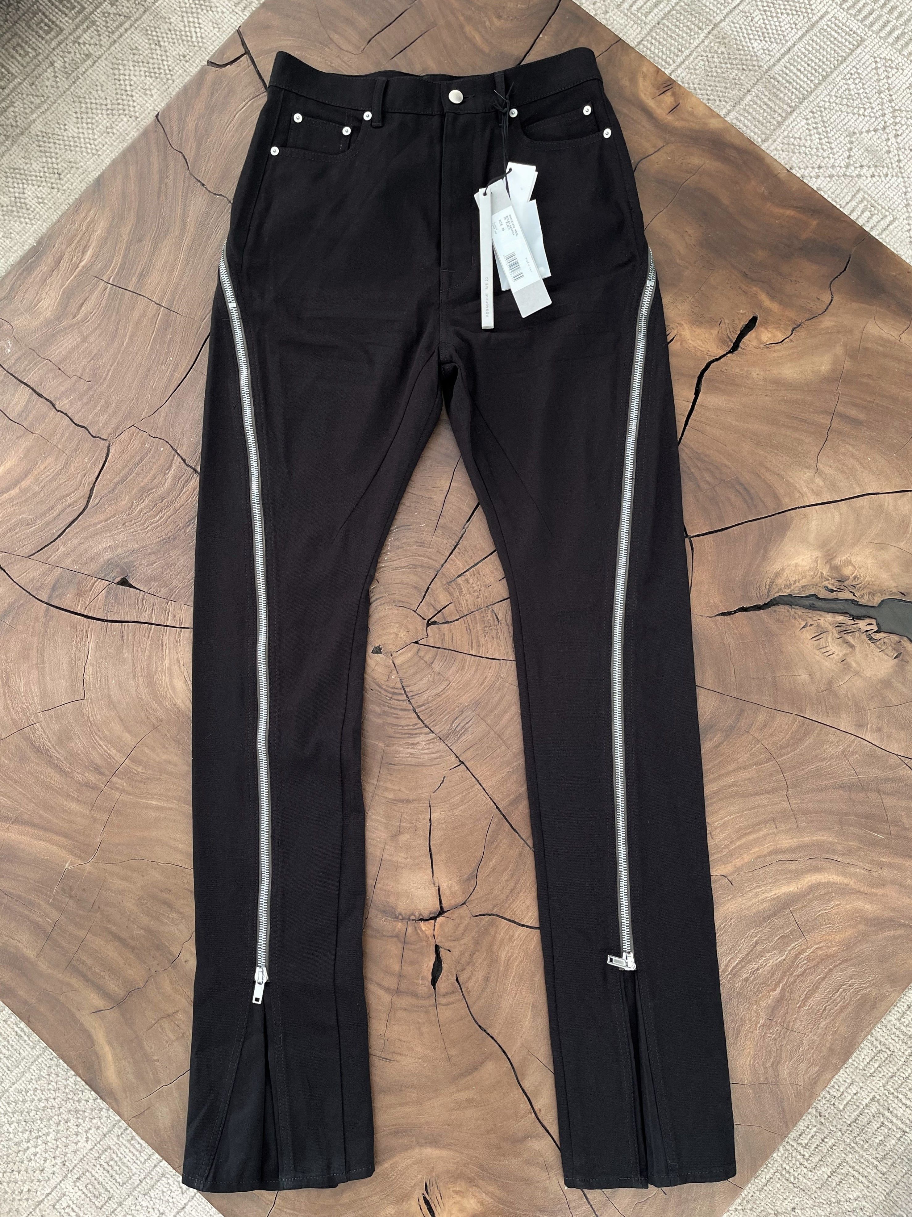 Rick Owens Mainline Runway Bolan Banana Zip Cotton Jeans
