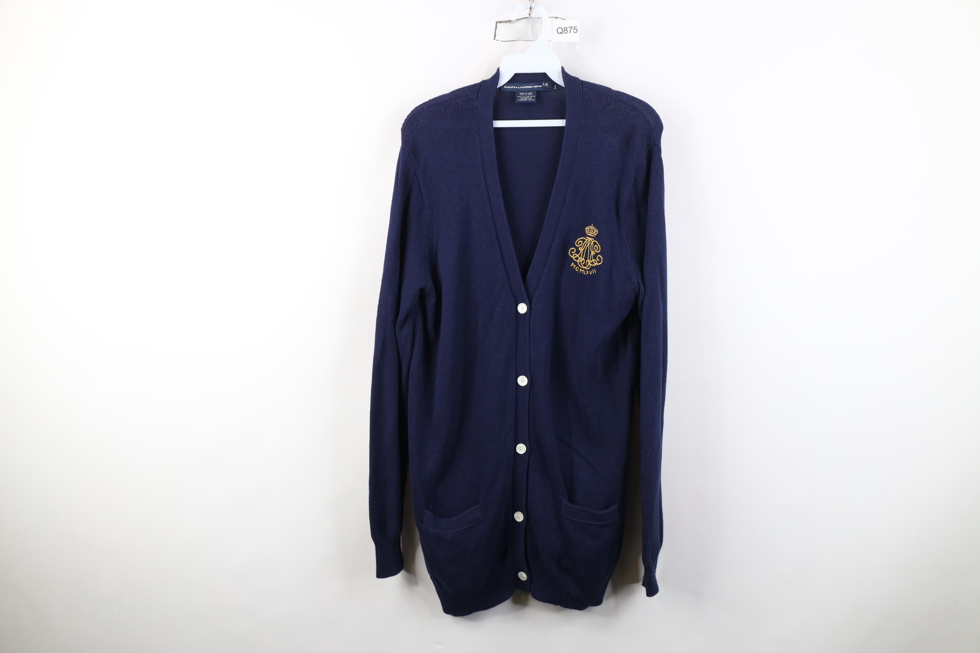 Polo Ralph Lauren Vintage 90s Ralph Lauren Crown Monogram Knit Sweater Size L / US 10 / IT 46 - 1 Thumbnail