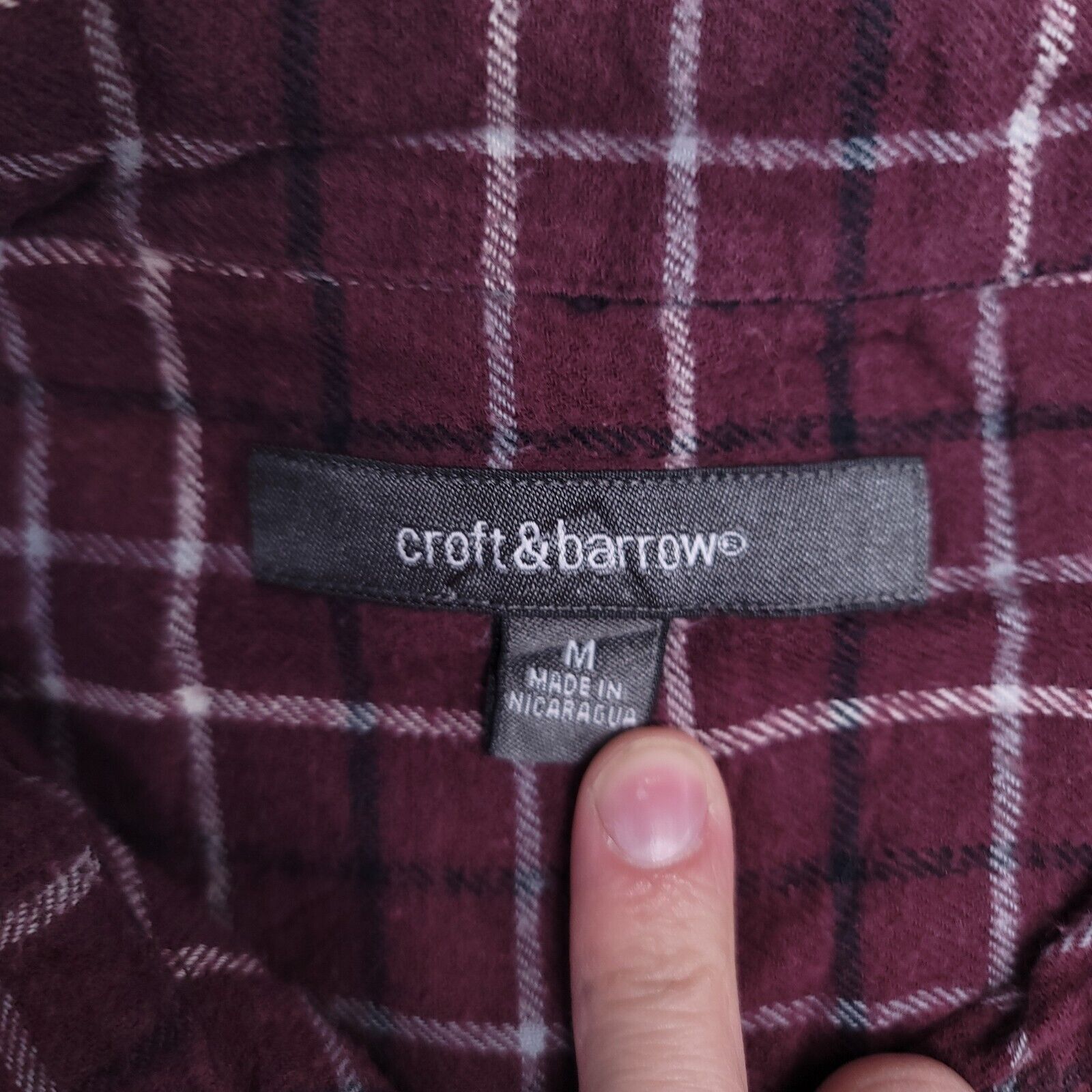 Croft & Barrow Croft & Barrow Windowpane Flannel Shirt Mens Size M Maroon Size US M / EU 48-50 / 2 - 3 Thumbnail