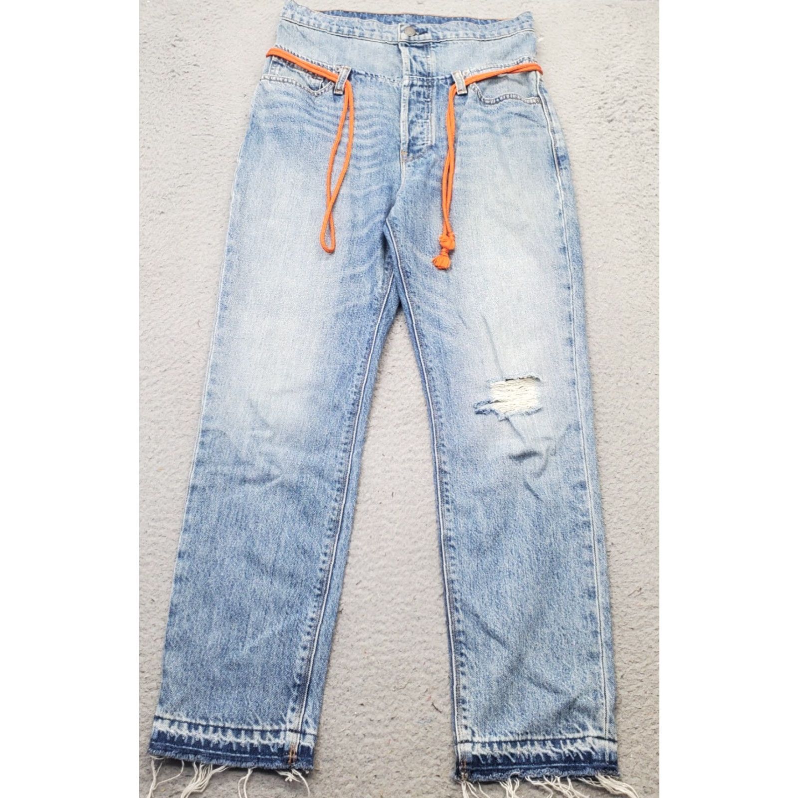 Hudson Hudson Jeans Womens 24 Blue Denim Distressed High Waist Boyfriend Jeans Size 42" / US 20 - 2 Thumbnail