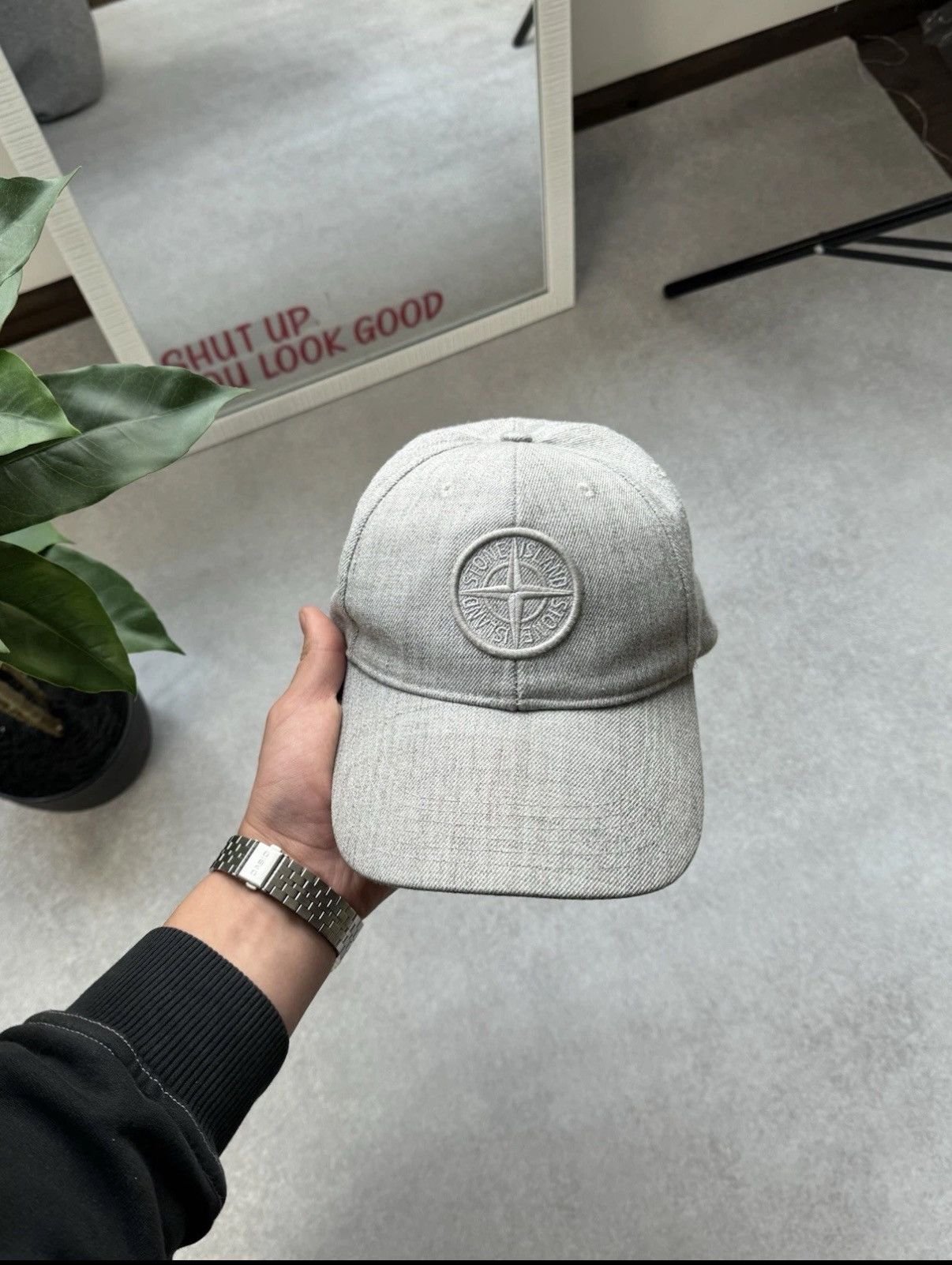 Stone Island Stone Island Big Logo Gray Polyester - Wool Cap Men Size L Size ONE SIZE - 1 Thumbnail
