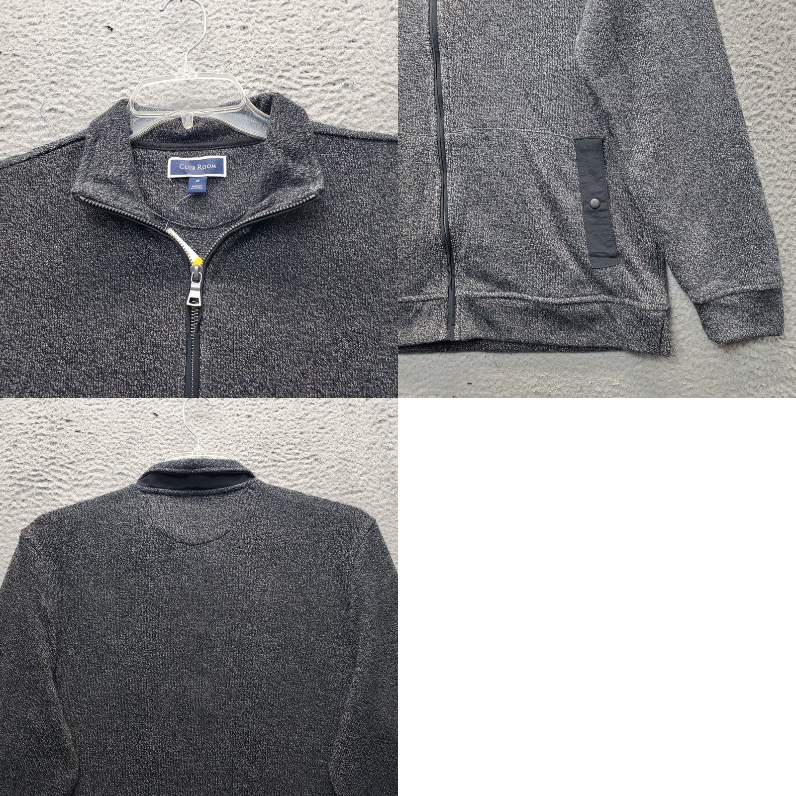 Club Room Club Room Mens Cardigan Sweater Long Sleeve Knit Zip Black Heather M Size US M / EU 48-50 / 2 - 8 Thumbnail