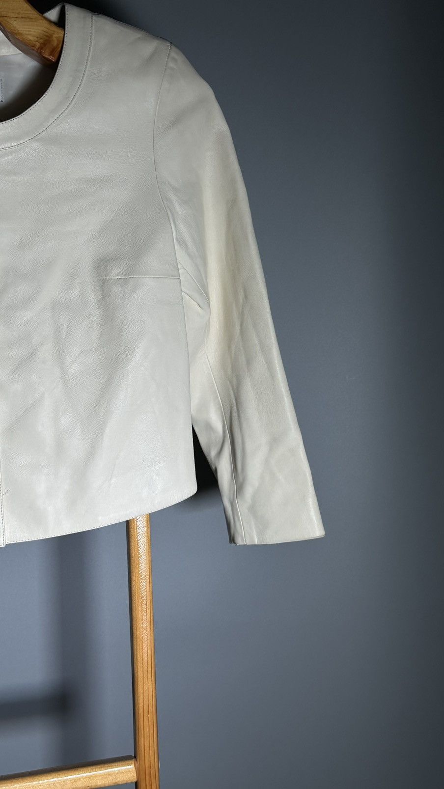 agnes b. agnes b. pression leather cardigan blouson jacket cream Size XS / US 0-2 / IT 36-38 - 6 Thumbnail