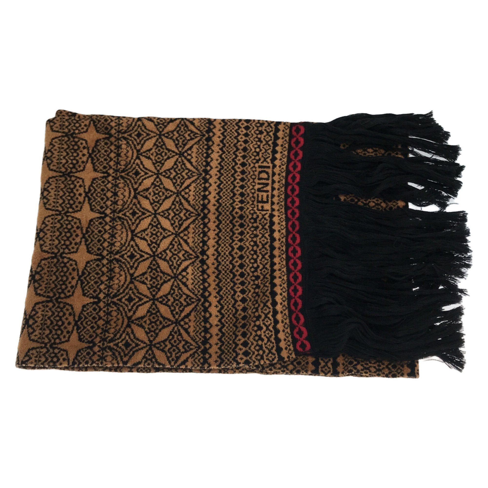 image of Fendi Long Scarf Brown Wool, Women's