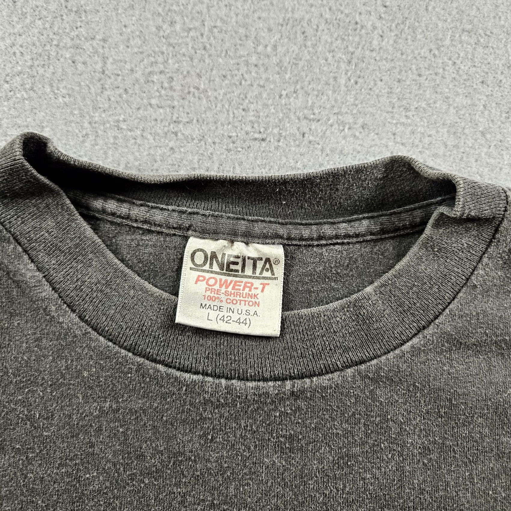 Vintage VINTAGE Oasis Shirt L Black Cotton Short Sleeve Crew Neck Graphic Print Oneita USA 80s Tee Men Size US L / EU 52-54 / 3 - 4 Thumbnail