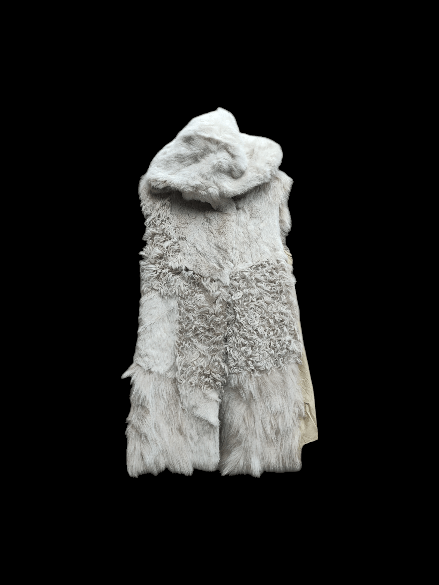 Japanese Brand D'deMOO PATCHWORK FAUX FUR RABBIT RACCOON GILET VEST HOODED Size S / US 4 / IT 40 - 1 Thumbnail
