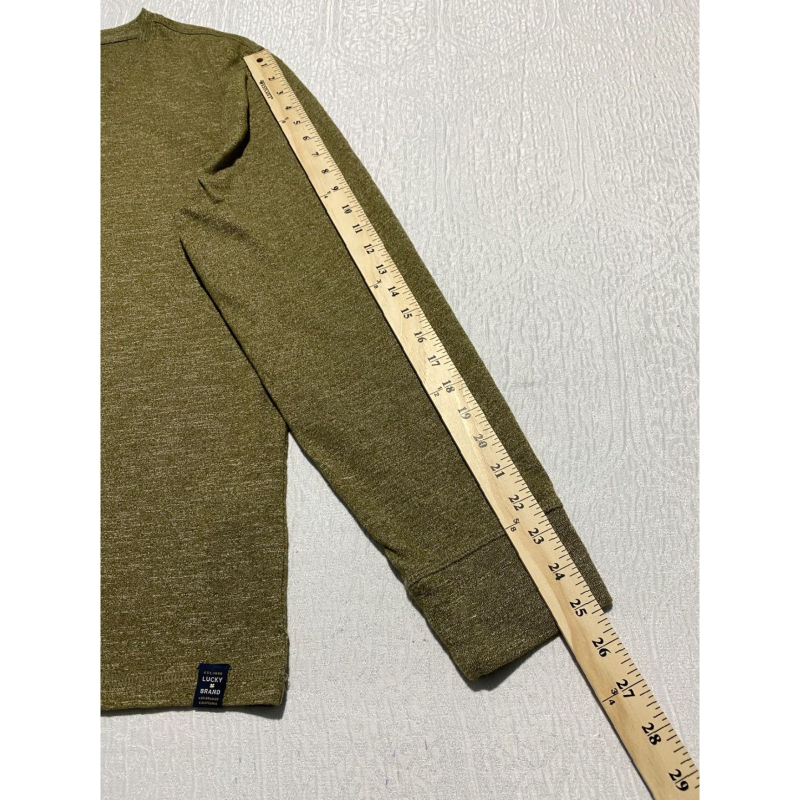 Lucky Brand Lucky Brand Shirt Mens Large Olive Green Henley Long Sleeve Cotton Blend Casual Size US L / EU 52-54 / 3 - 6 Thumbnail