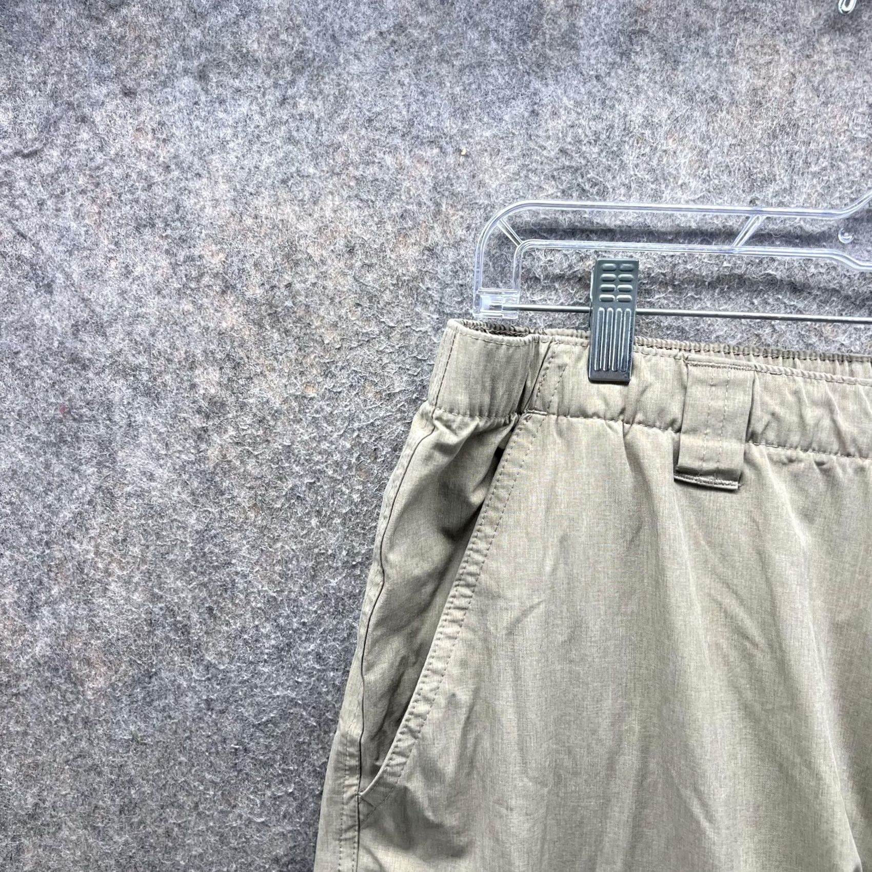 Vintage Reel Legends Pants Mens 36x38 Beige Convertible Cargo Elastic Waist Stretch Cargo Pocket Slash Pocket Flat Front Zip Official Rendering Size US 33 - 6 Thumbnail