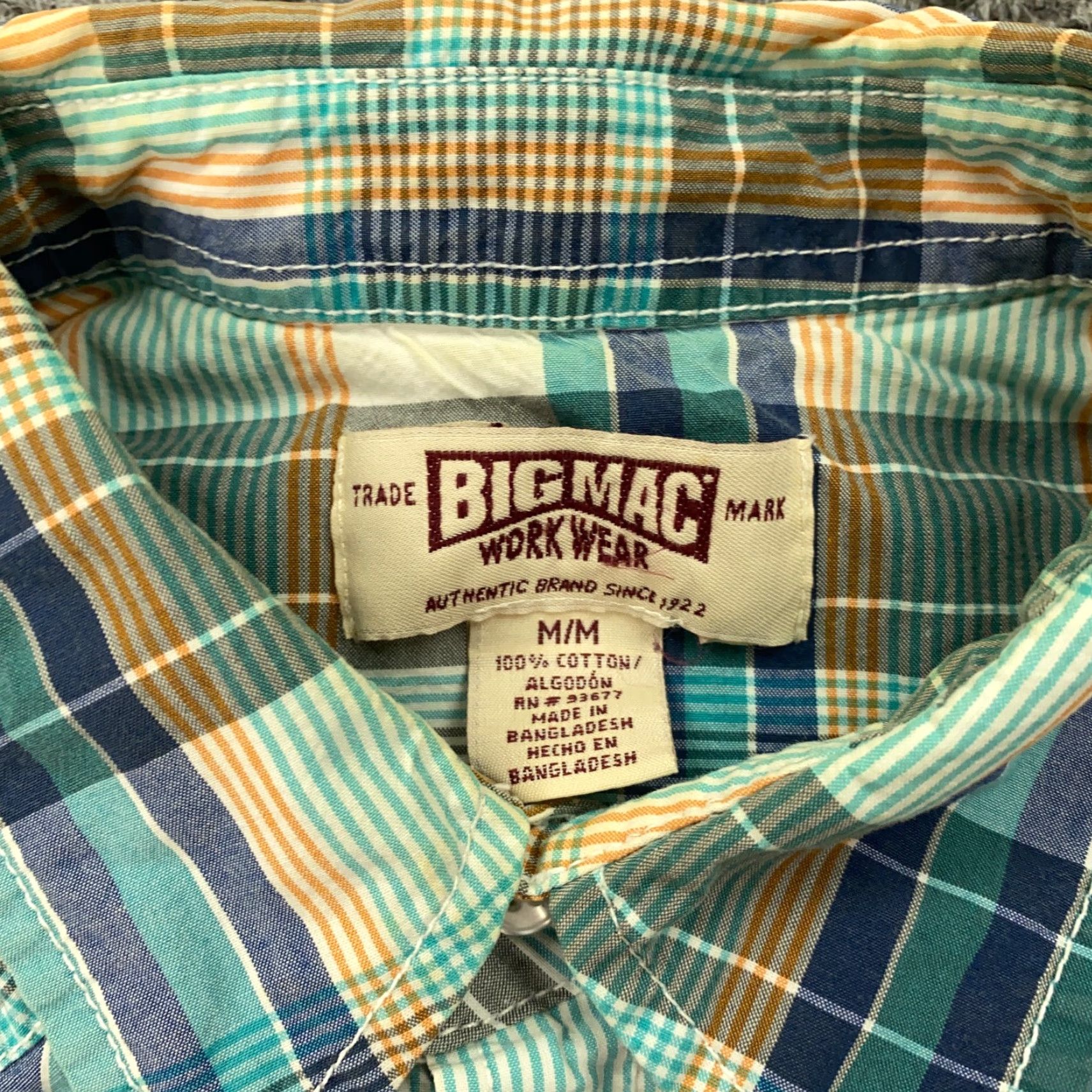 Vintage VINTAGE Big Mac Western Shirt Men Medium Blue Plaid Flannel Long Sleeve Pearl Snap Casual Workwear Size US M / EU 48-50 / 2 - 7 Thumbnail