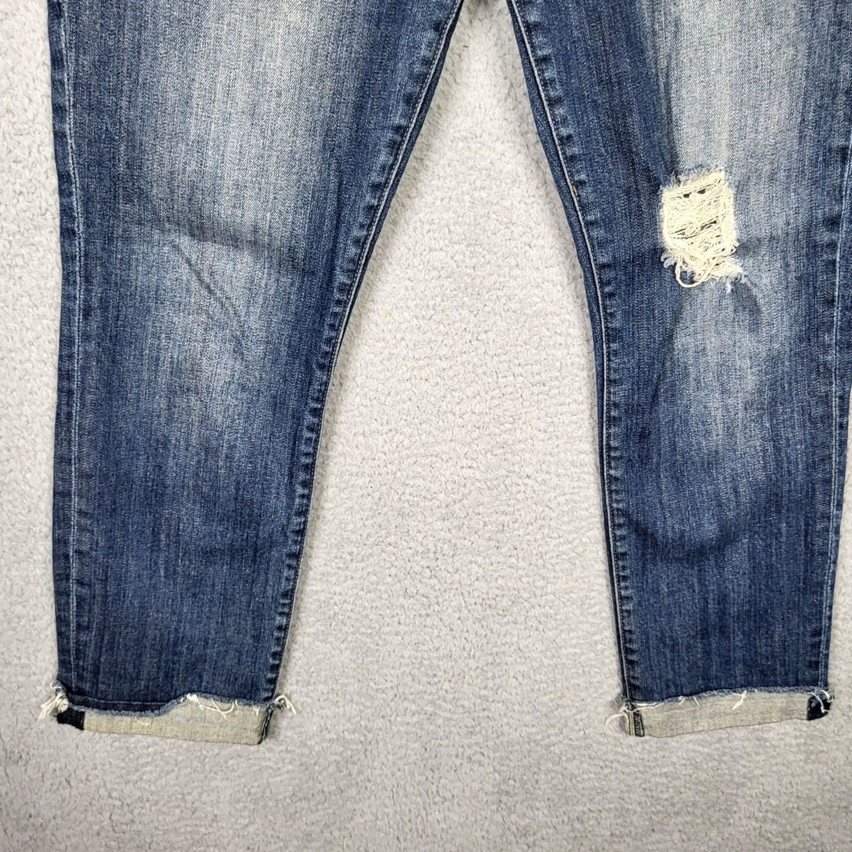Vintage KUT from the Kloth Jeans Straight Distressed Mid Rise Blue Cotton/Spandex Size 6 Womens Pants Size 28" / US 6 / IT 42 - 4 Thumbnail