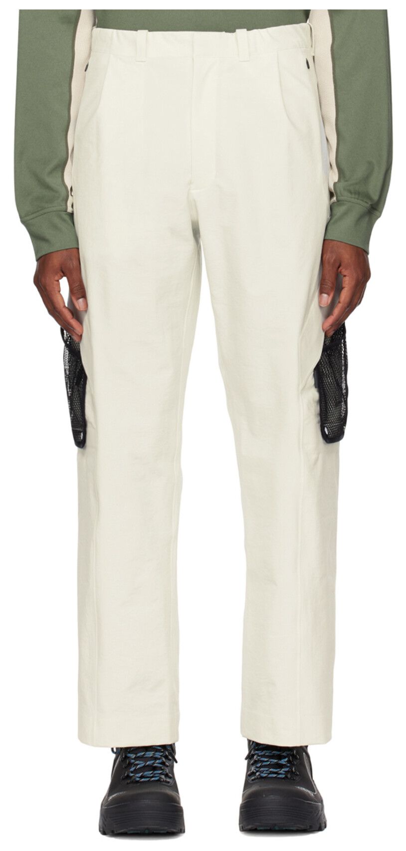 Goldwin Off-White Double Cloth Straight Cargo Trousers Size US 29 - 6 Thumbnail
