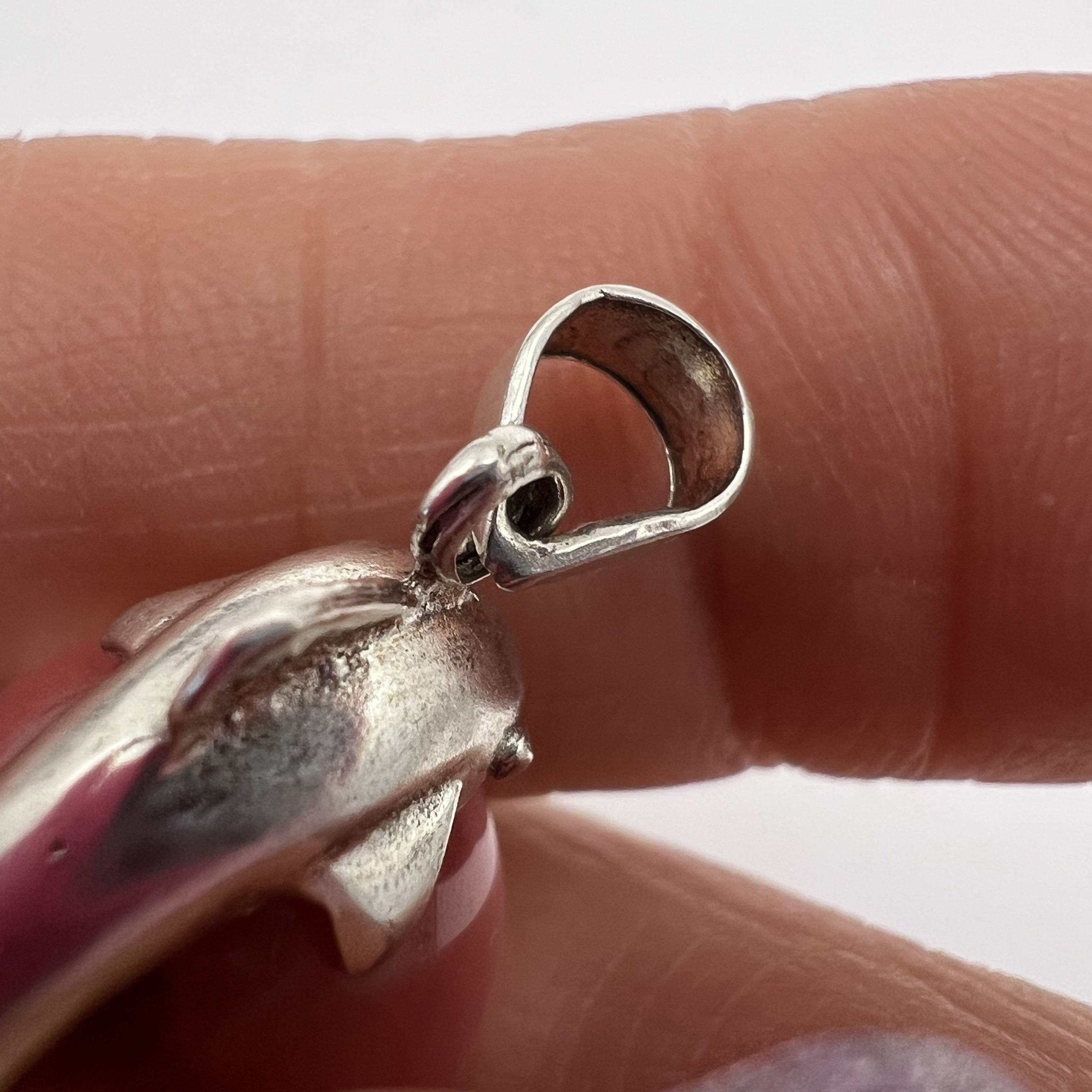 Sterling Silver Vintage Sterling Silver 925 Dolphin Pendant Necklace Size ONE SIZE - 5 Thumbnail
