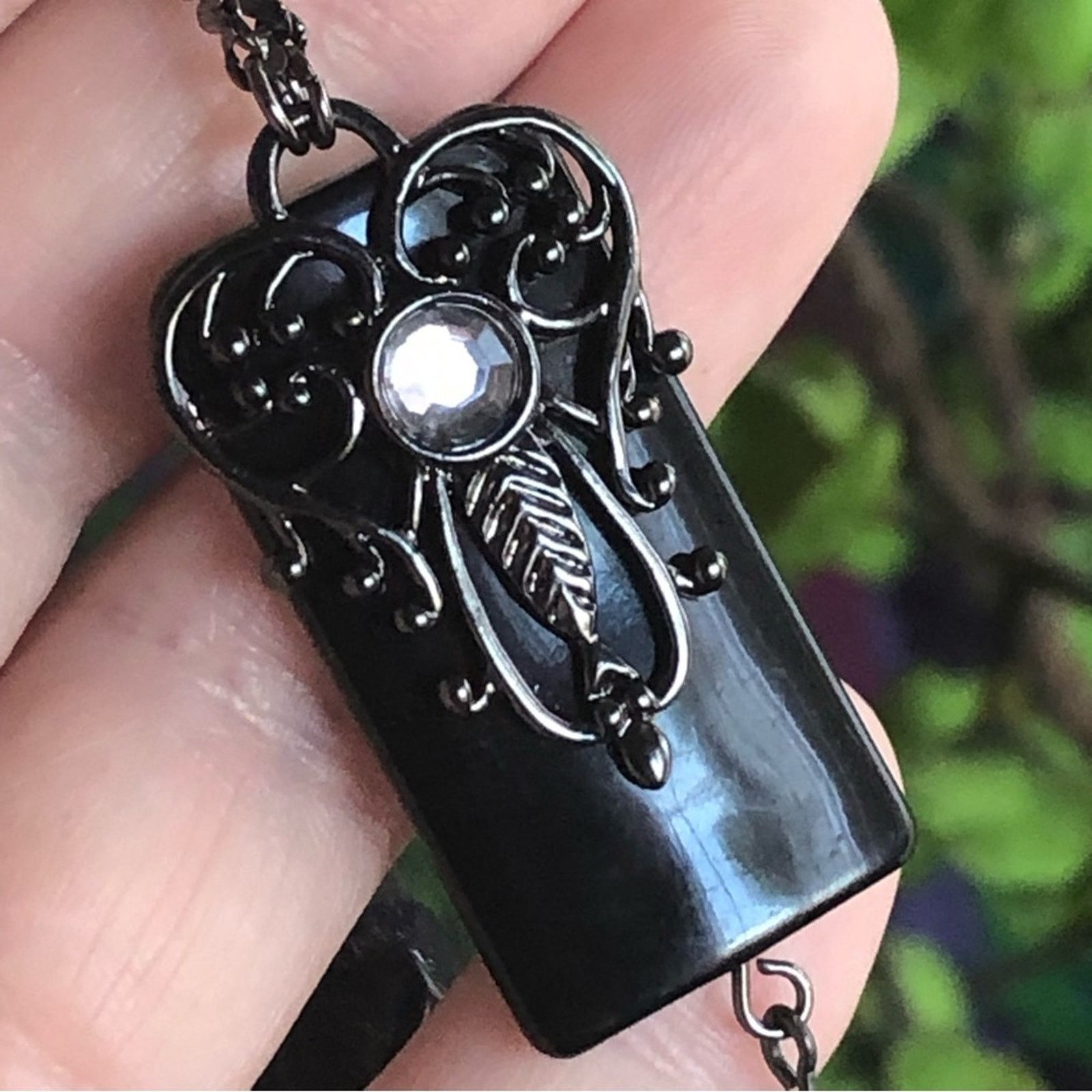 Vintage Vintage 90s black chrome beaded pendant necklace Size ONE SIZE - 11 Thumbnail