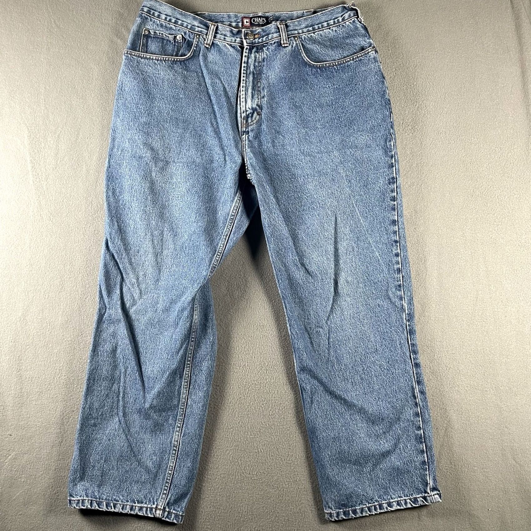 Chaps Chaps Jeans Straight Fit 40x30 Denim Blue Regular Men’s 5-Pocket Logo Zipper Button Vintage Preppy 90s Comfort Classic Size US 40 / EU 56 - 2 Thumbnail