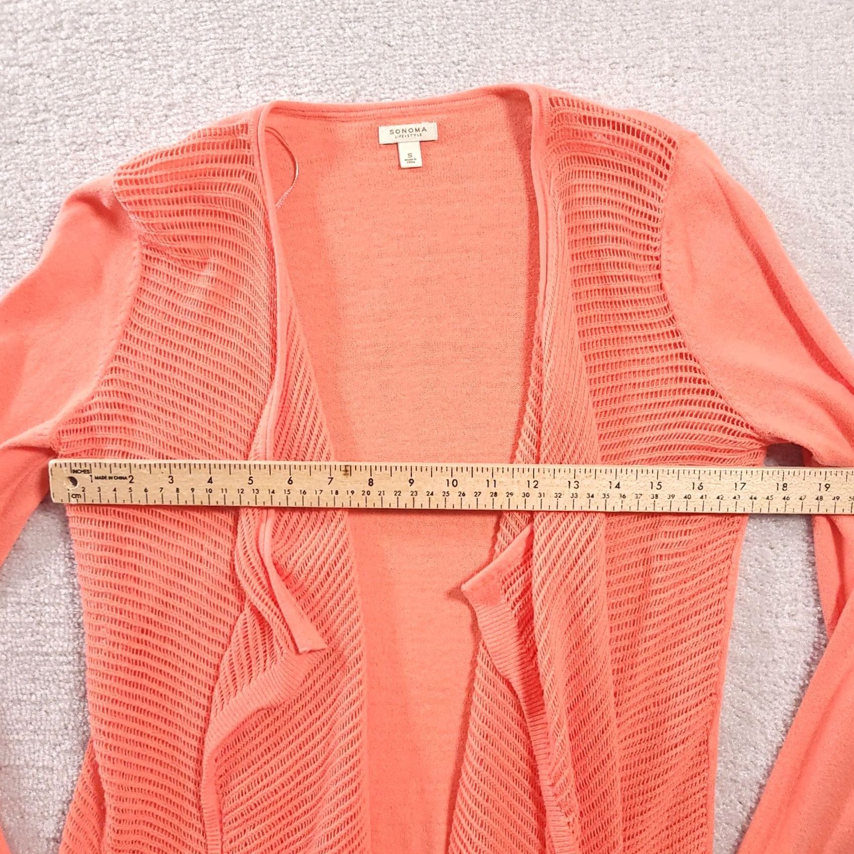 Vintage Sonoma Cardigan Sweater Women's Small Orange Open Front Open Knit L/S Size S / US 4 / IT 40 - 4 Thumbnail