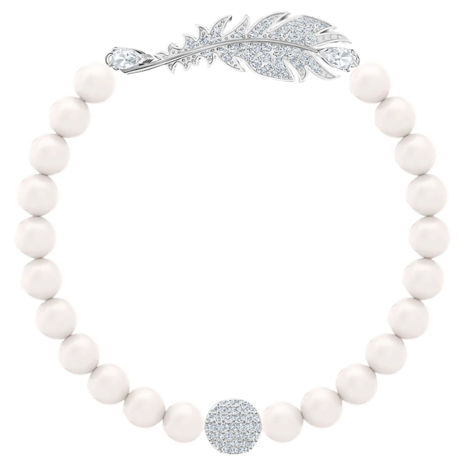 Swarovski Swarovski Nice Pearl Feather Bracelet White, Rhodium plated Size ONE SIZE - 3 Thumbnail