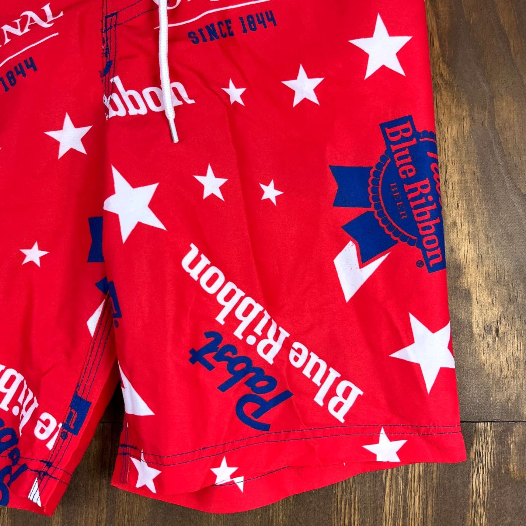 Vintage Pabst Blue Ribbon Mens Shorts Red White Blue Star Swim Surf Beach Trunks Small Size US 29 - 5 Thumbnail