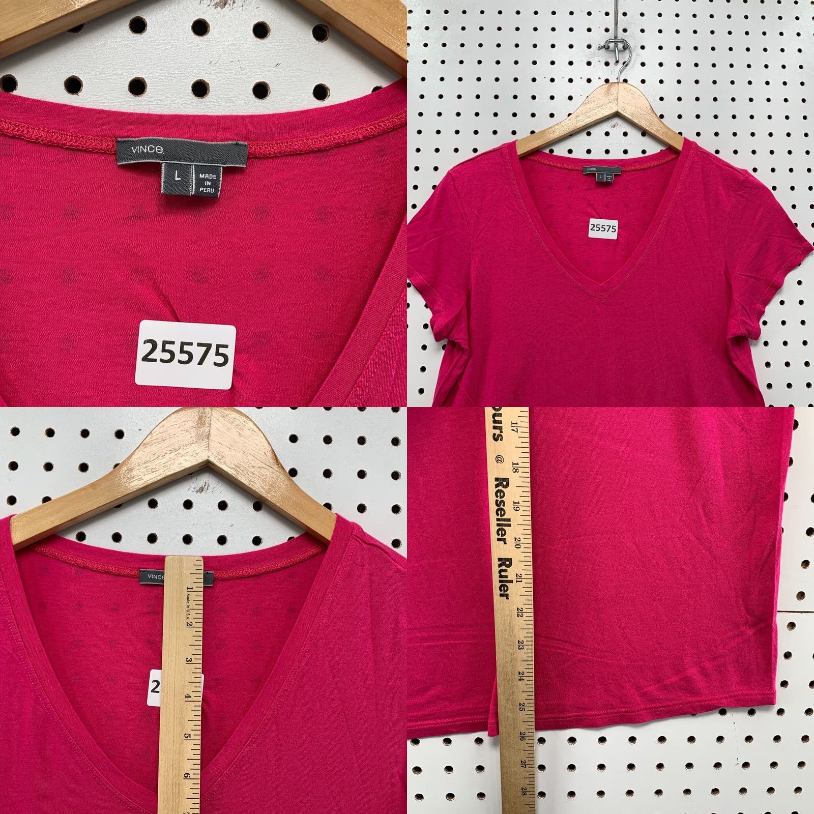 Vince Vince Lightweight V Neck Pink Top Shirt Womens Large Short Sleeve 17.5x26 Size L / US 10 / IT 46 - 8 Thumbnail
