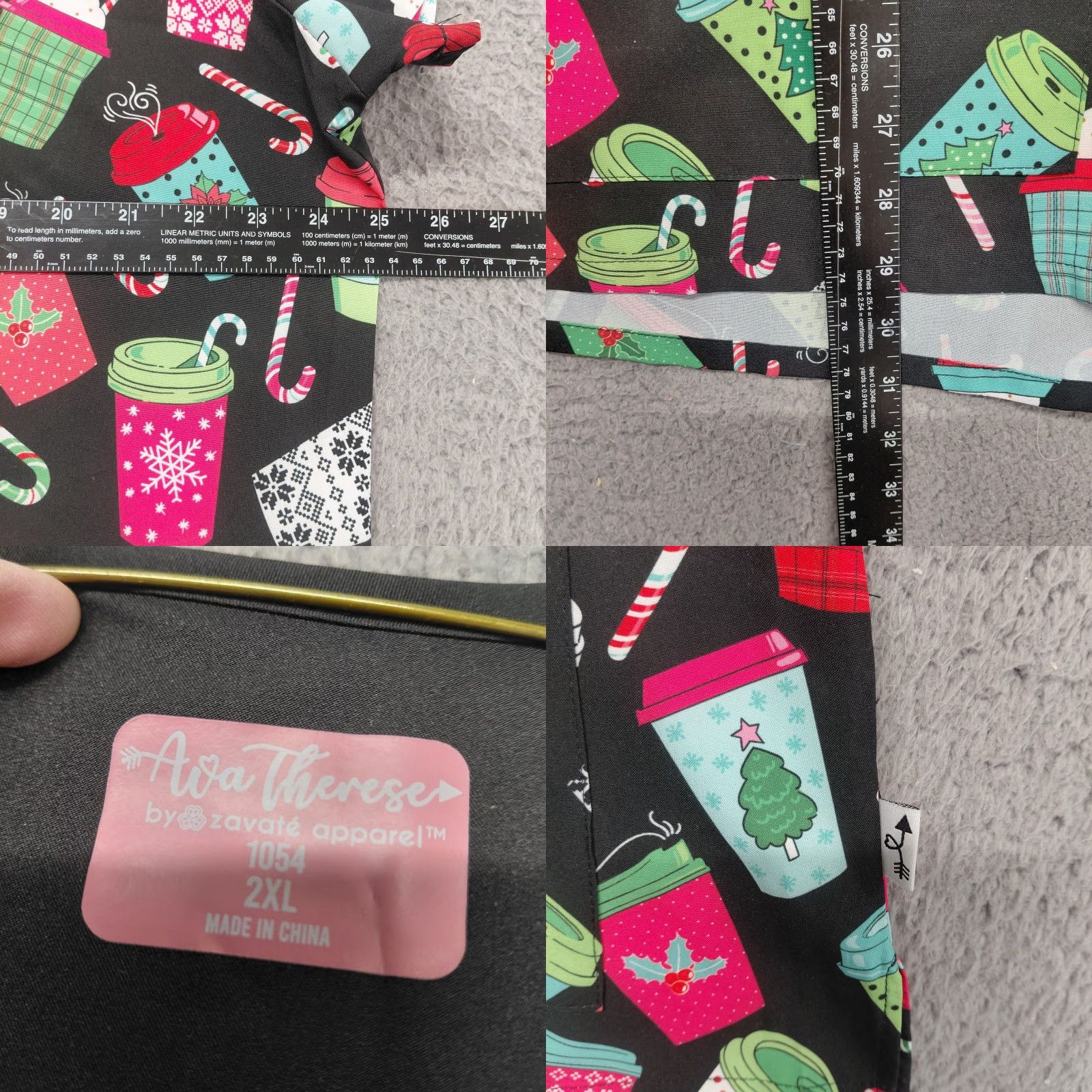 Pinko Ava Therese Holiday Scrub Top Women 2XL Pink Black Coffee Cups Mugs Lid Size XXL / US 16-18 / IT 52-54 - 8 Thumbnail