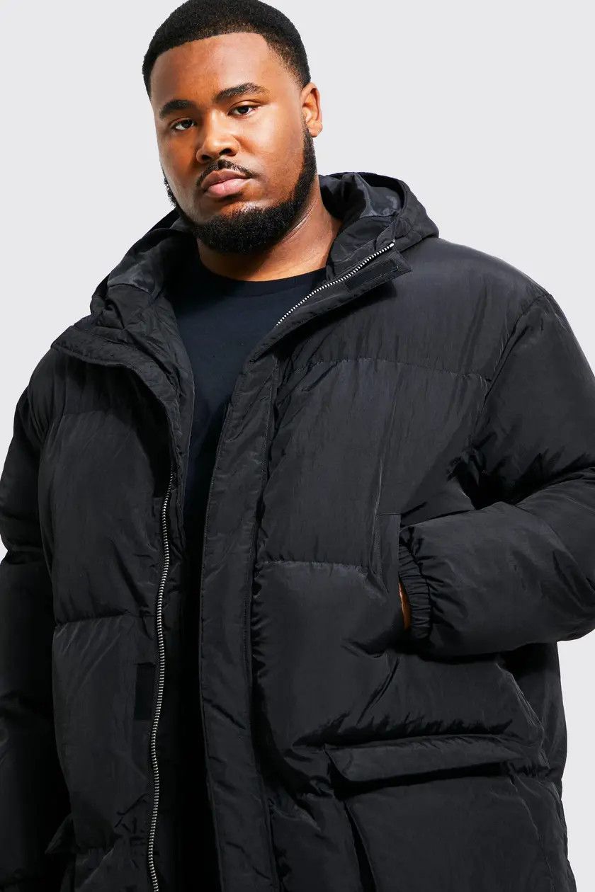 Boohoo BooHoo Men's Plus 4 Pocket Longline Hooded Puffer Jacket Size US XXL / EU 58 / 5 - 4 Thumbnail
