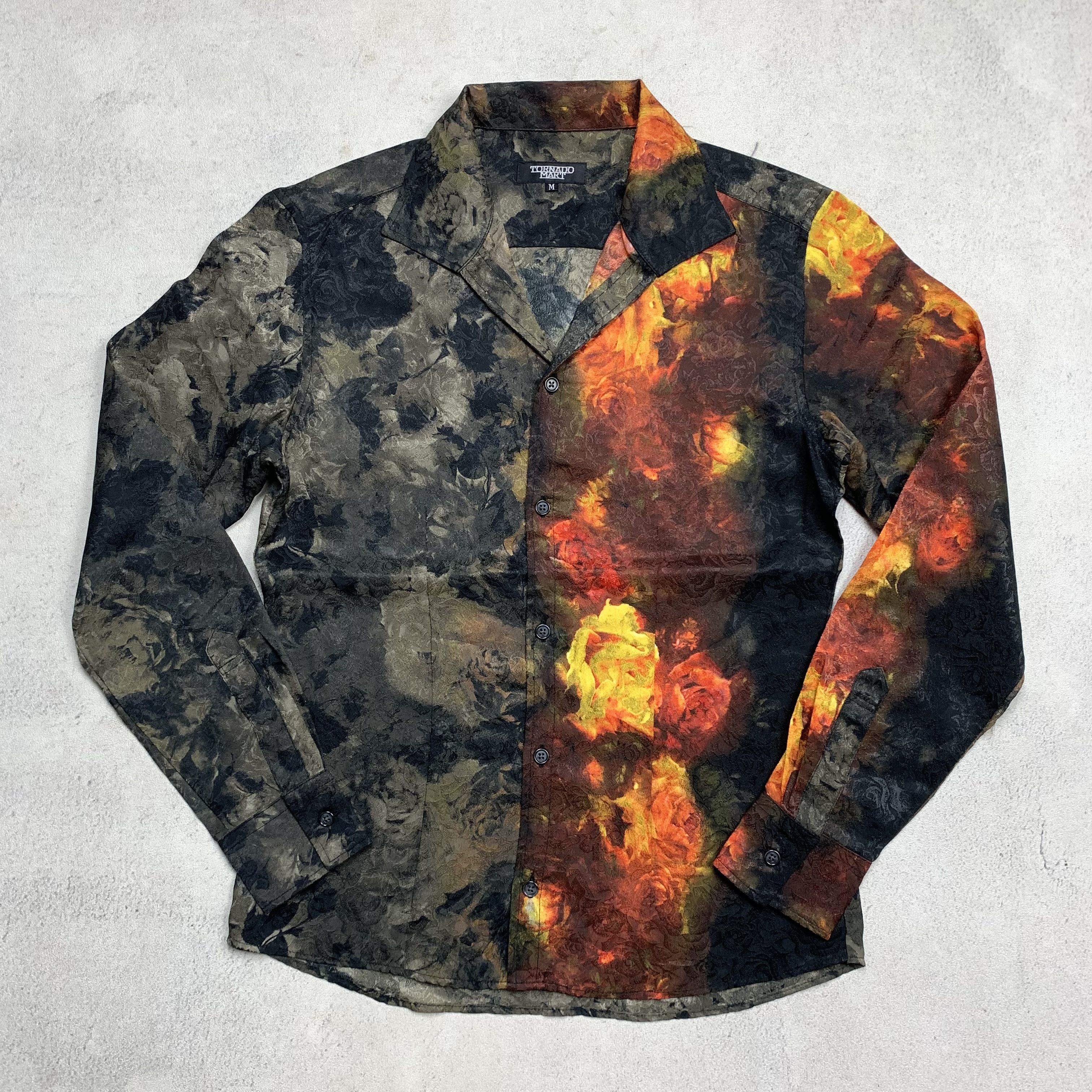 Tornado Mart Tornado Mart Flames & Roses Print Button-Up Shirt Size US M / EU 48-50 / 2 - 4 Thumbnail