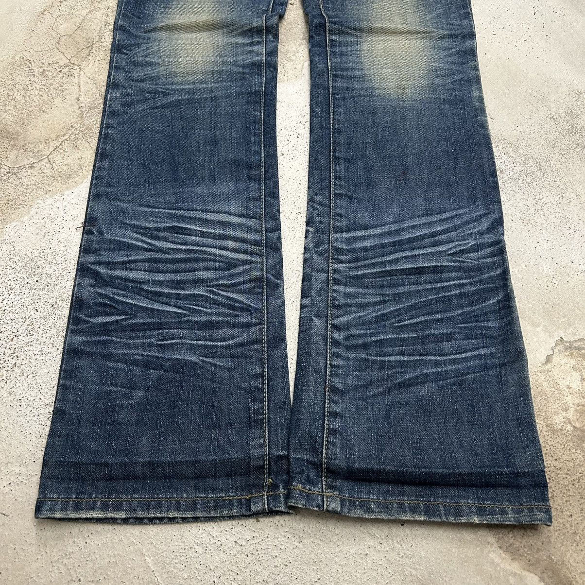 Hysteric Glamour Y2k Flared Jeans Low Rise Heavy Whiskering Washed Size US 29 - 4 Thumbnail