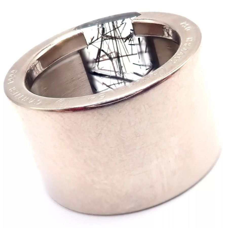 Cartier Cartier 18k White Gold Rutilated Quartz Wide Band Ring Size ONE SIZE - 6 Thumbnail
