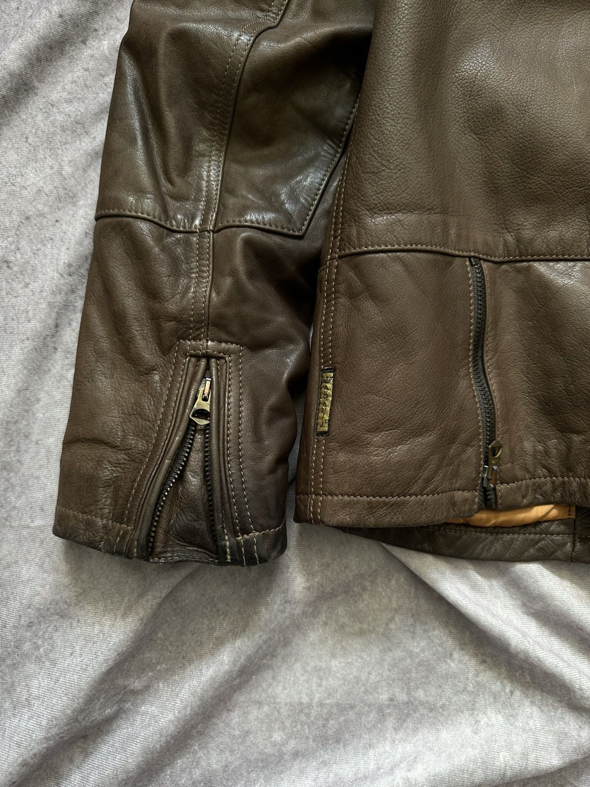 Giorgio Armani Armani Jeans Mens Leather Jacket Brown Full Zip Heavyweight Size US M / EU 48-50 / 2 - 20 Thumbnail